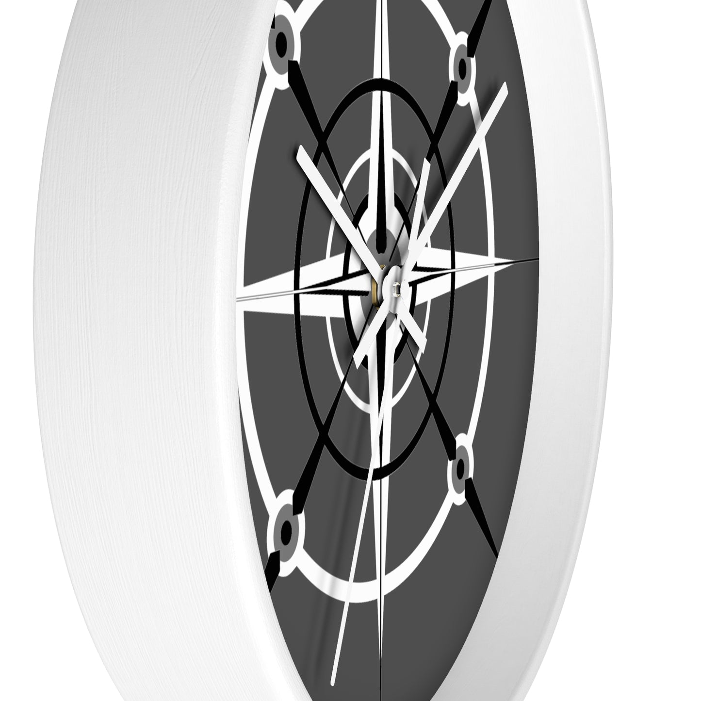 Smokey Monochrome Compass Rose Wall Clock