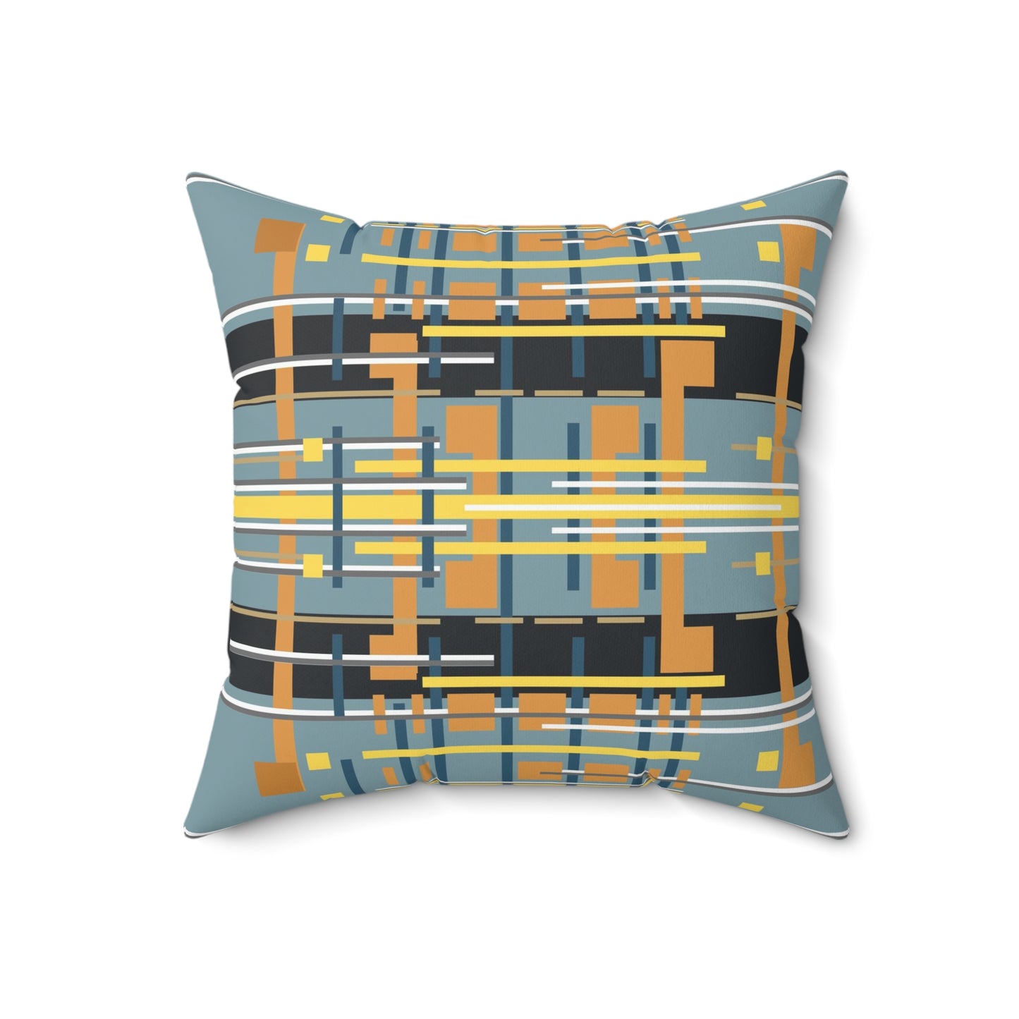 Solar Complex 4 - Steel Tin Grey Bamboo Spun Polyester Square Pillow