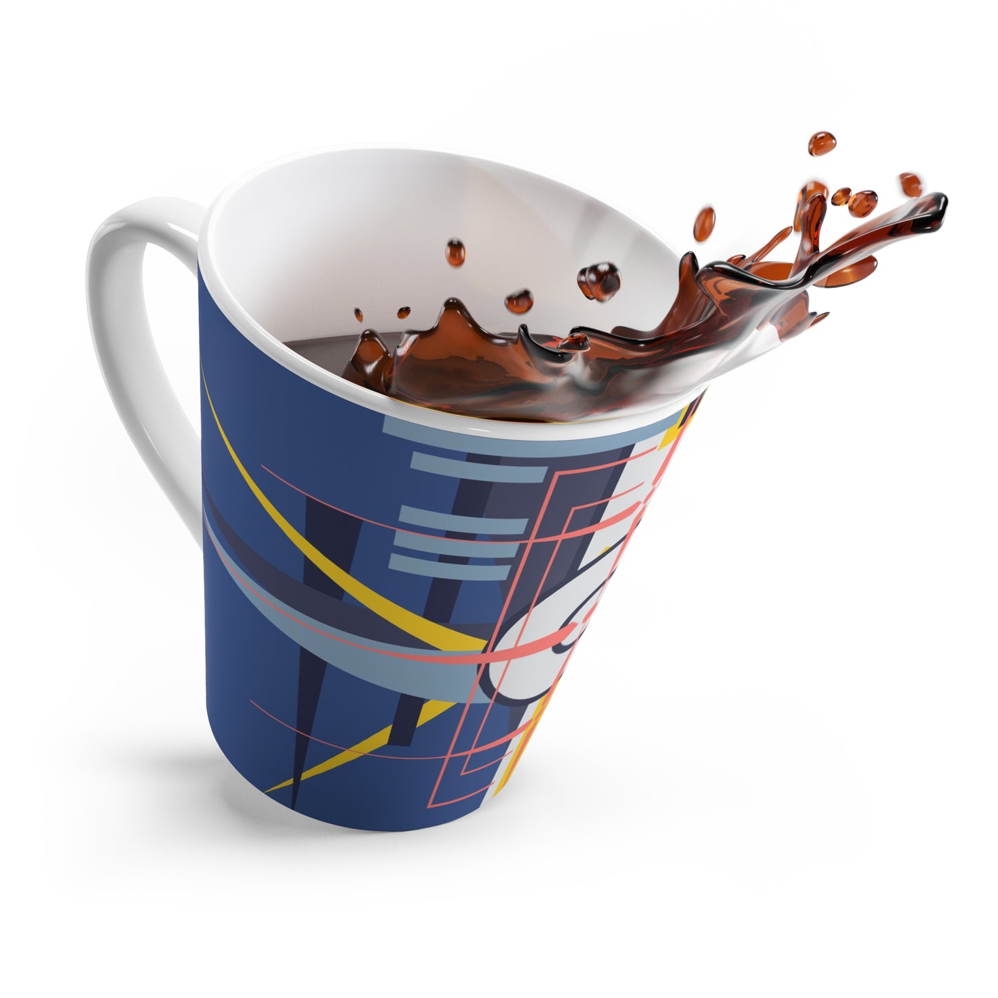 Deco Aviation Sky Dusk Blue Oscillation Graphic Latte Ceramic Mug