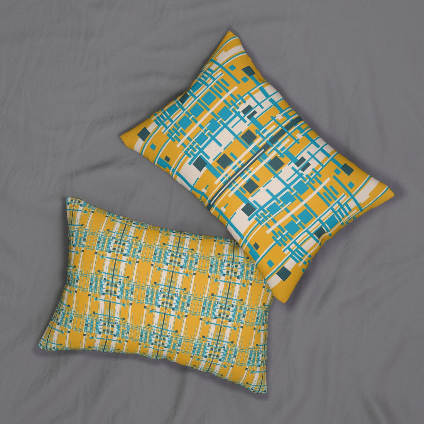 Lemon Yellow Bamboo Spun Polyester Lumbar Pillow - 2 Sided Print