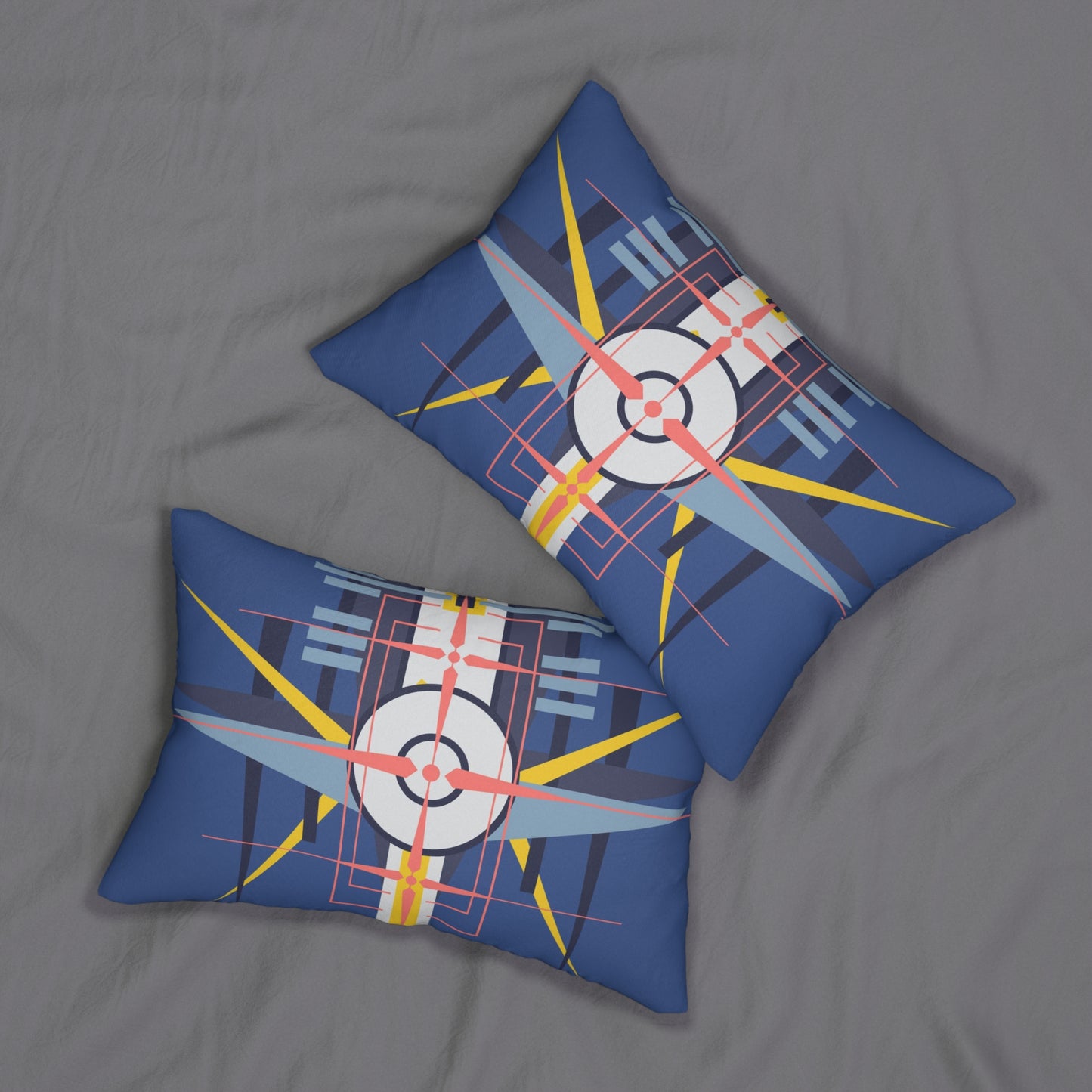 Deco Aviation Sky Dusk Blue Oscillation Spun Polyester Lumbar Pillow