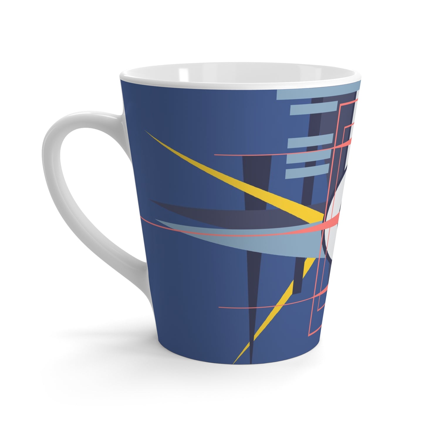 Deco Aviation Sky Dusk Blue Oscillation Graphic Latte Ceramic Mug