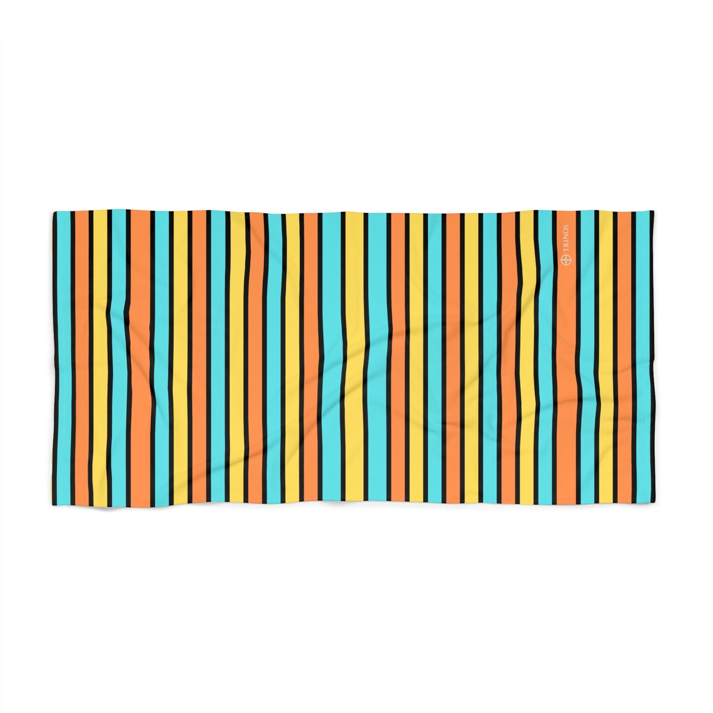 Funky 70's Retro Striped Beach Towel in Goldenrod/Teal/Orange
