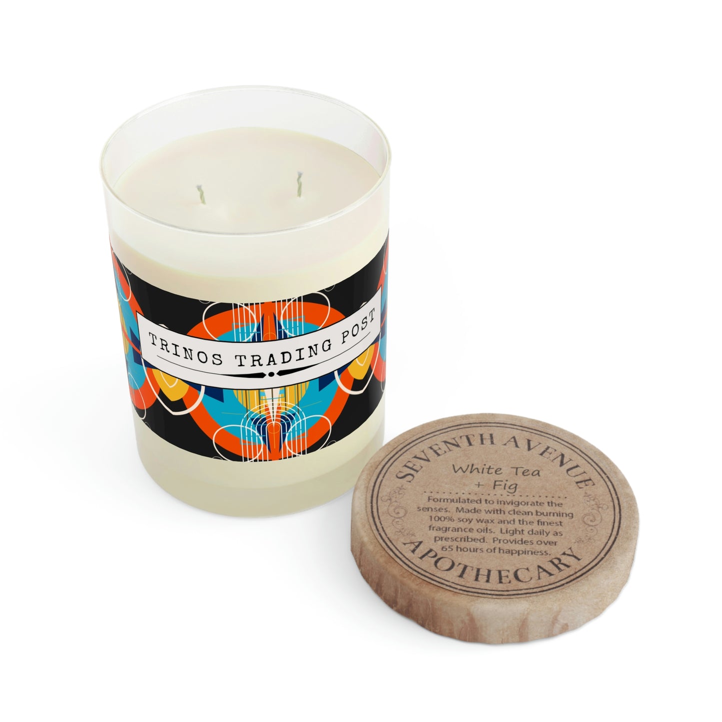 Wicked Candles + Trinos Trading Post: Deco Dark Oscillation White Tea & Fig Scented Candle - Full Glass, 11oz