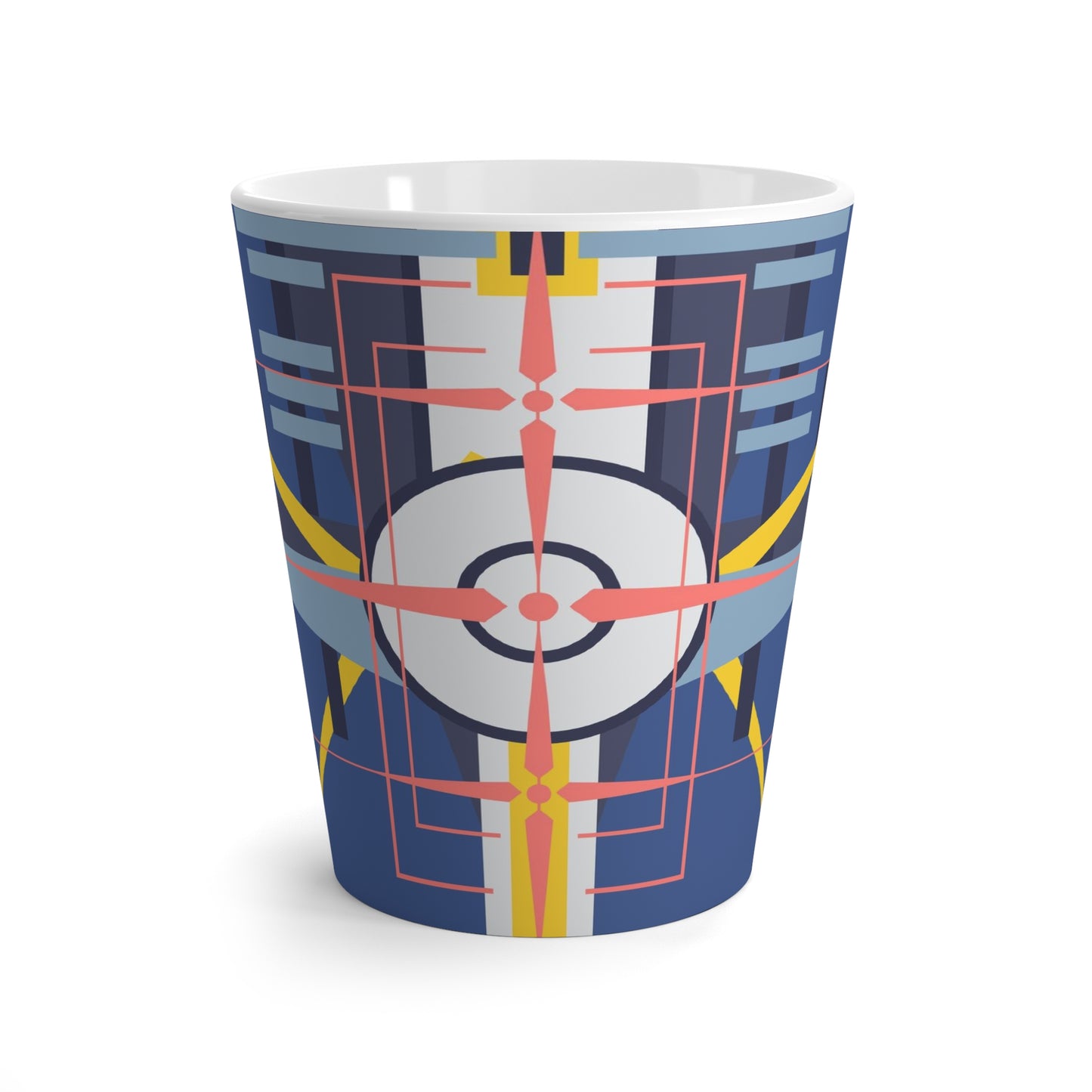Deco Aviation Sky Dusk Blue Oscillation Graphic Latte Ceramic Mug