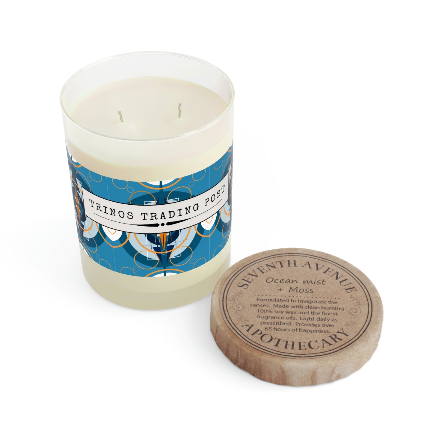 Wicked Candles + Trinos Trading Post: Deco Blue Ocean Mist and Moss Scented Candle - Full Glass, 11oz