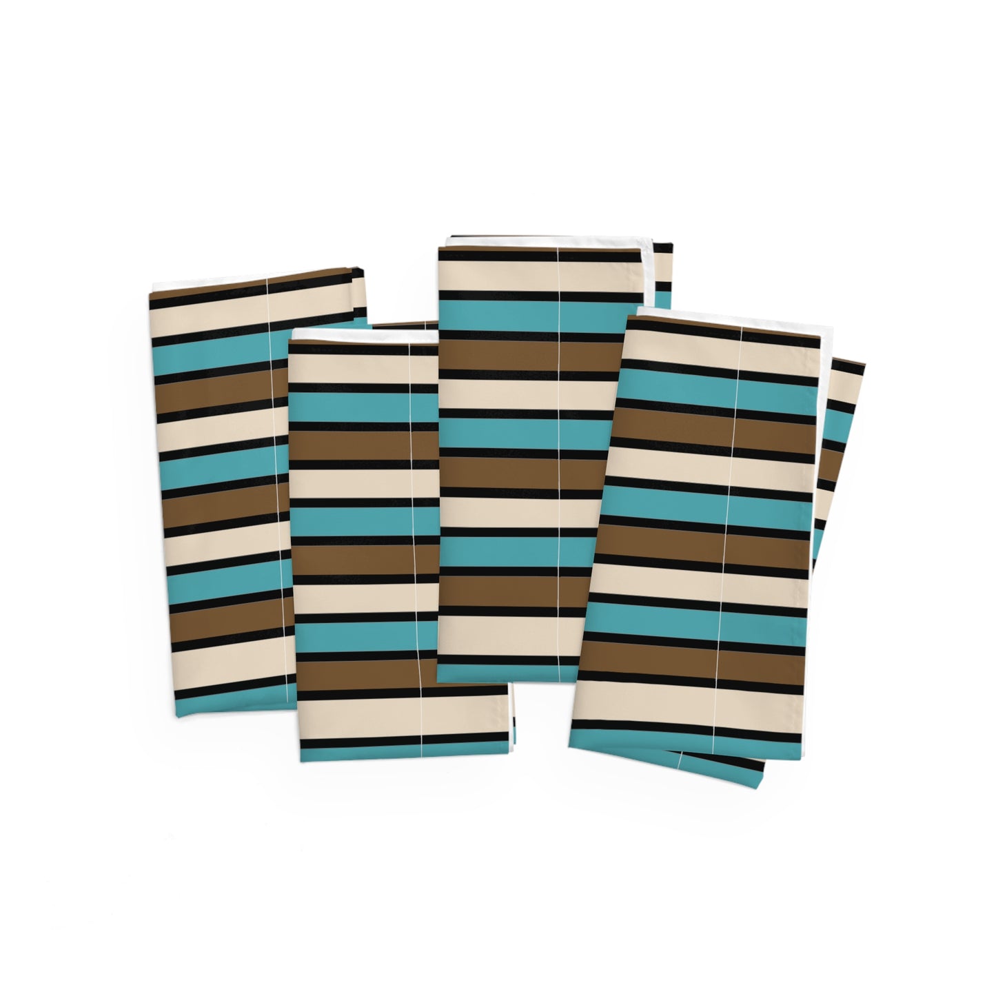 Funky 70's Style Striped Napkin: Light Blue/Cream/Coffee