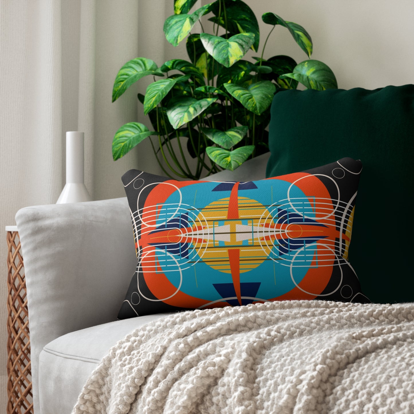 Deco Dark Oscillation Spun Polyester Lumbar Pillow 2 Sided Print