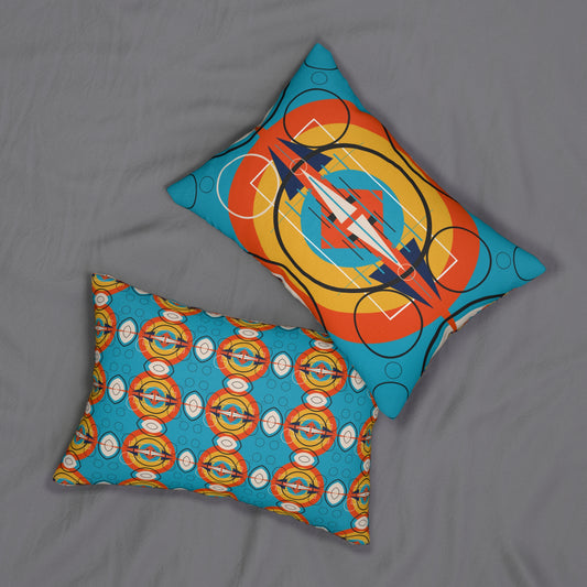 Deco Orange Sunburst Oscillation Spun Polyester Lumbar Pillow 2 Sided Print