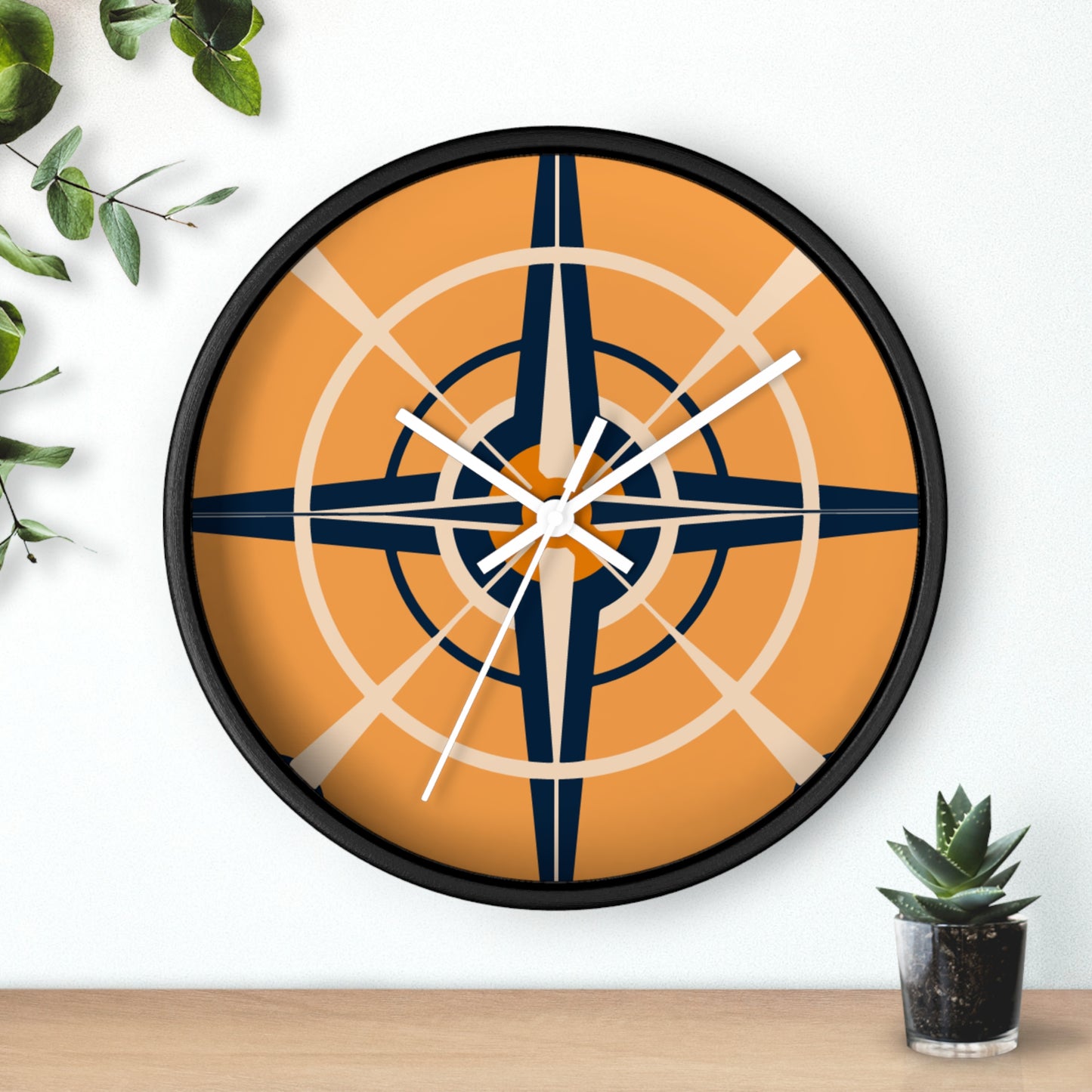 Tangerine Dream Compass Rose Wall Clock