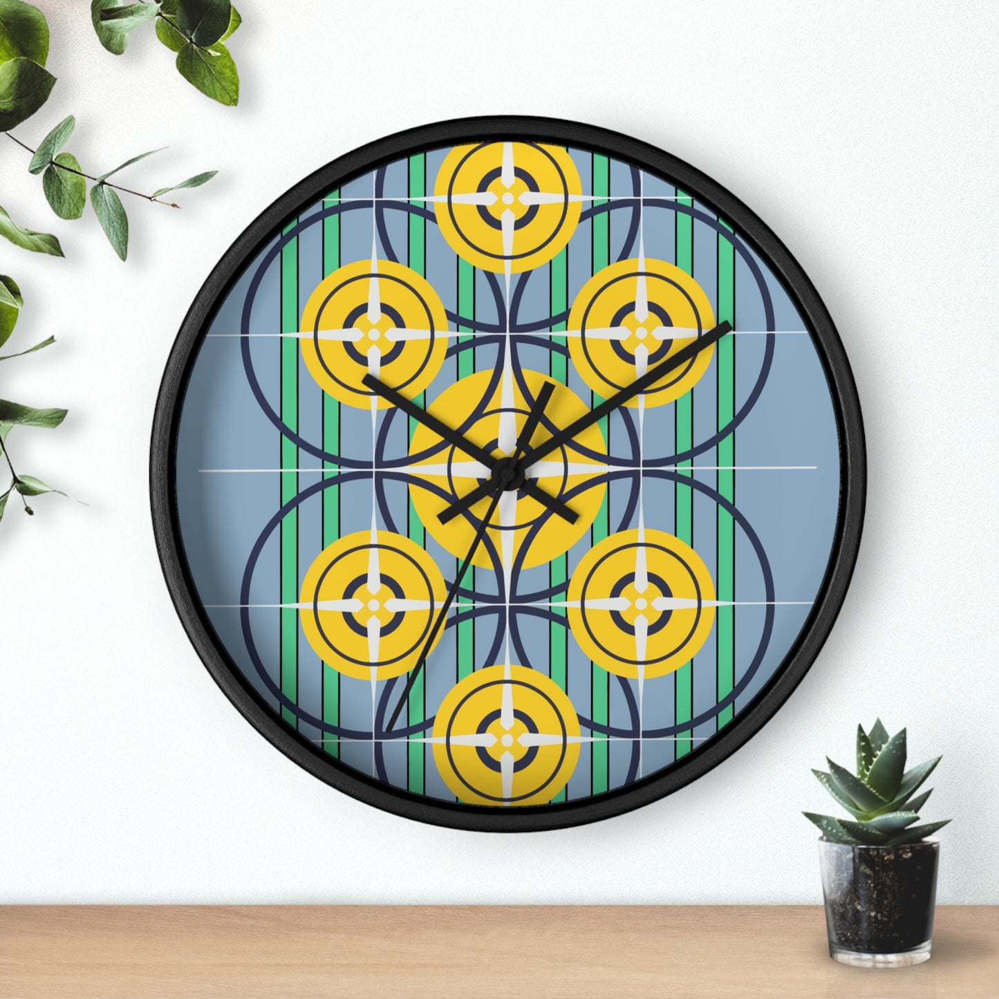 Sunflower Yellow Compass Rose Wall Clock