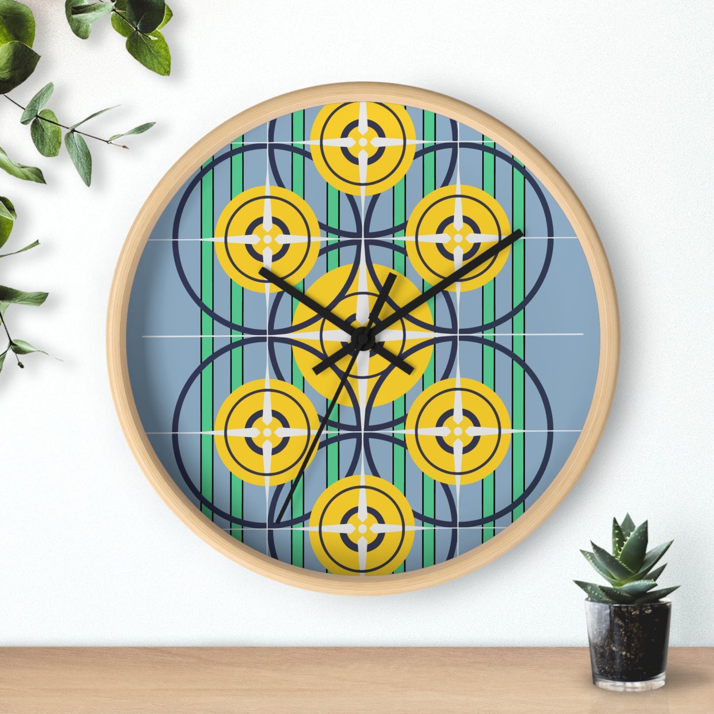 Sunflower Yellow Compass Rose Wall Clock