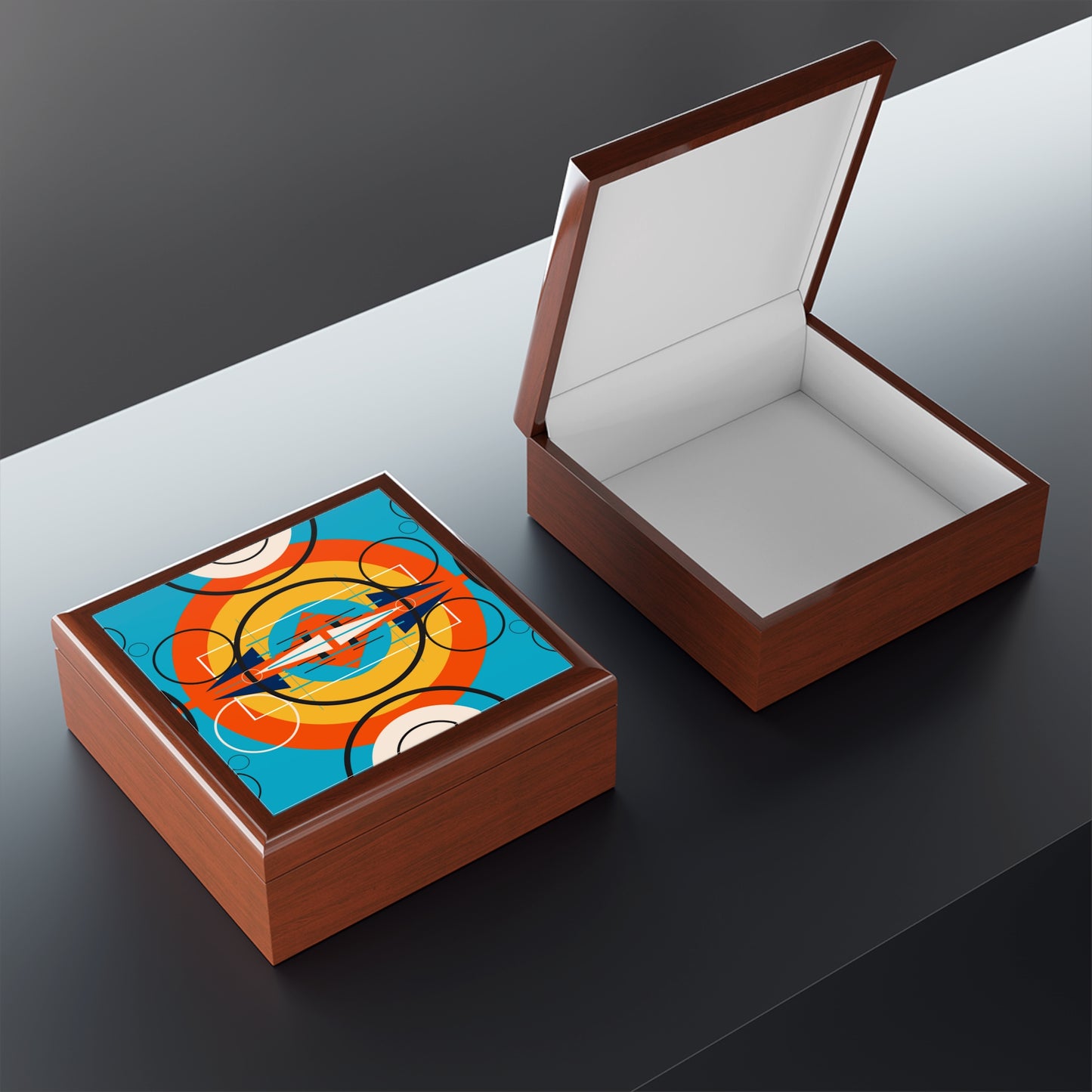 Deco Orange Sunburst Oscillation Jewlery Box