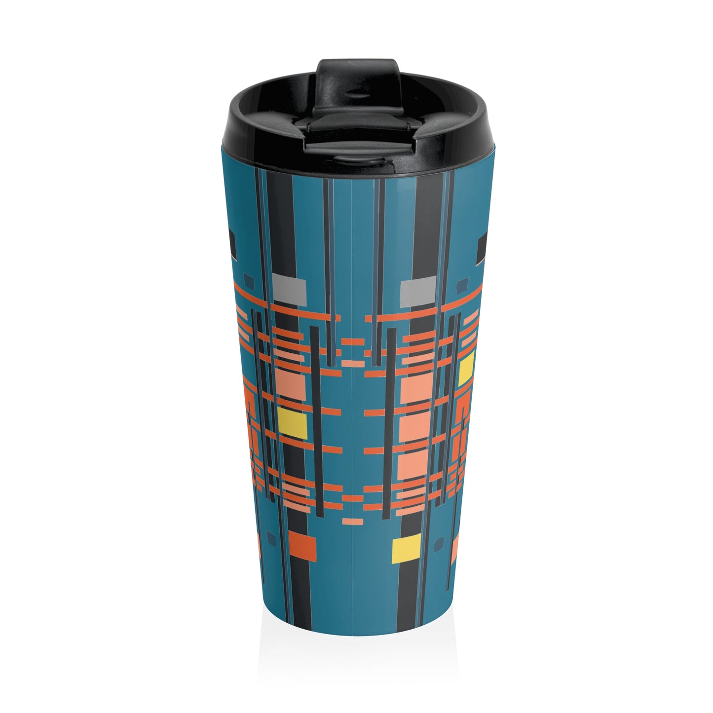 Medium Electric Blue Bamboo Stainless Steel Travel Mug