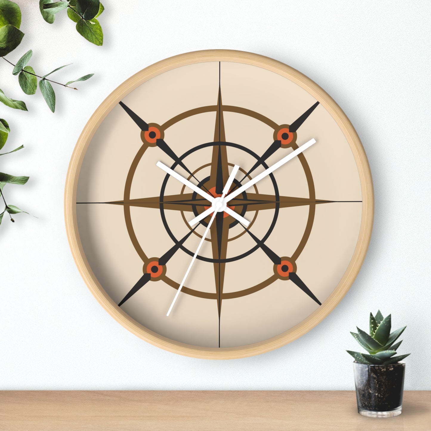 Pumpkin Seed Compass Rose Wall Clock