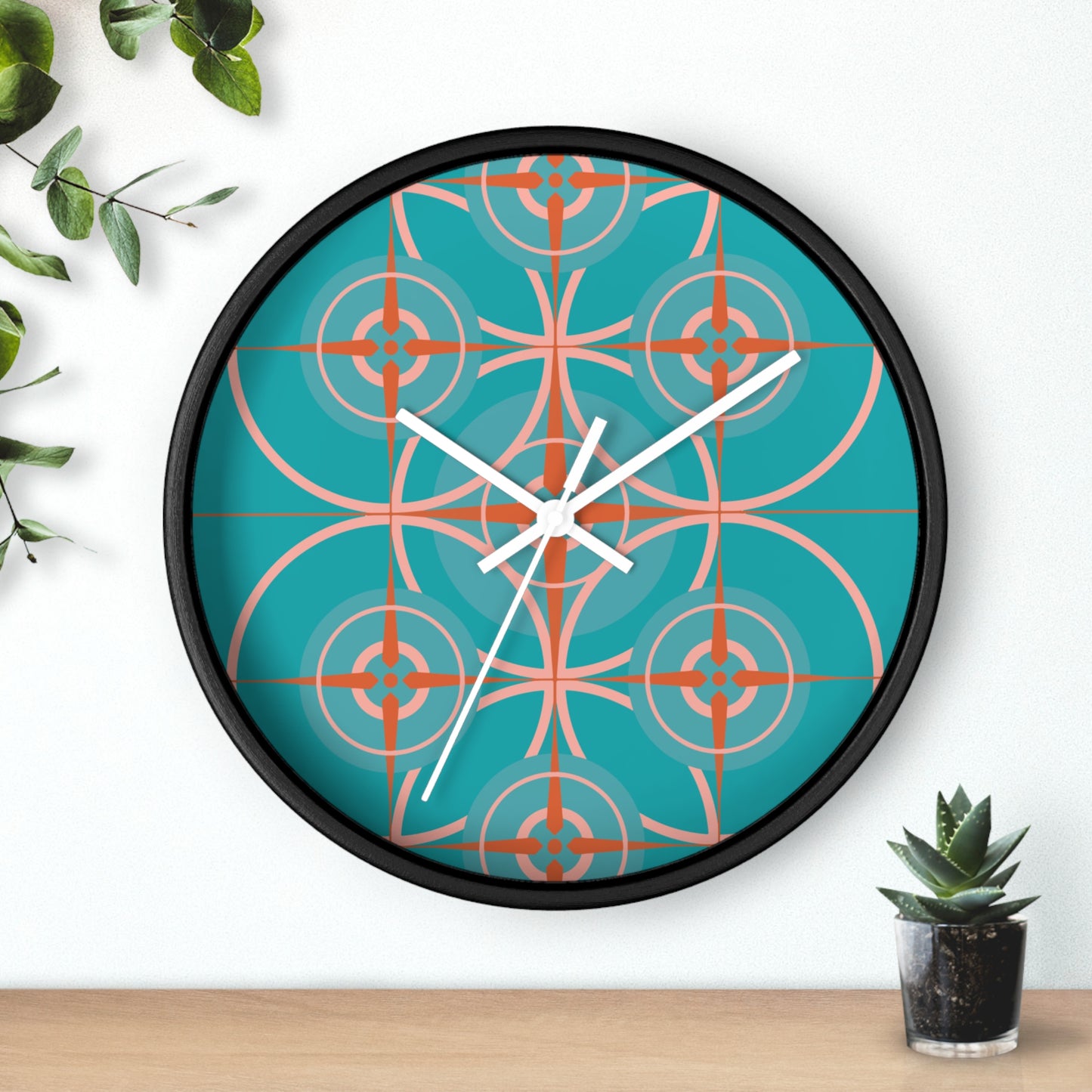 Miami Blue Cherry Compass Rose Wall Clock