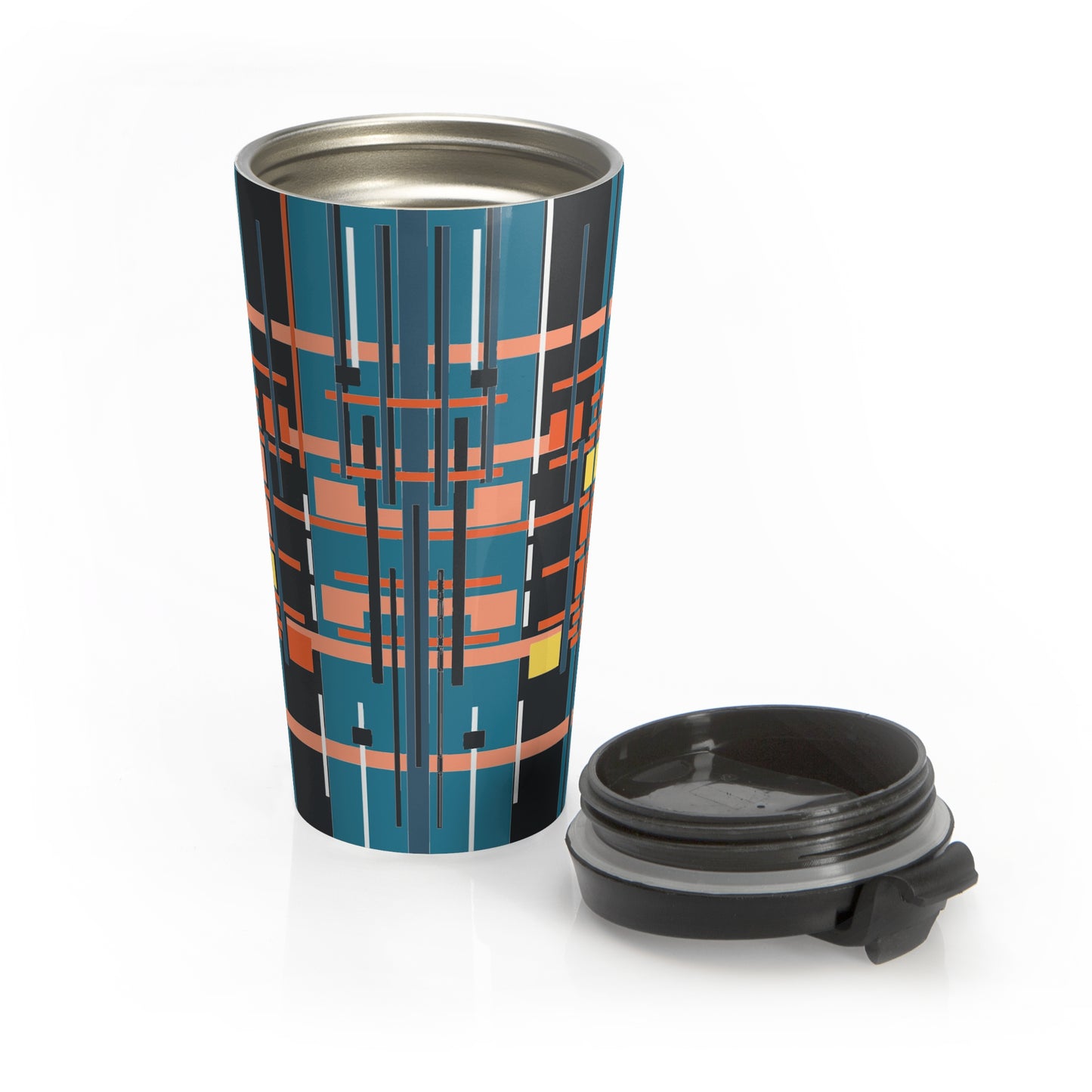 Medium Electric Blue Bamboo Stainless Steel Travel Mug