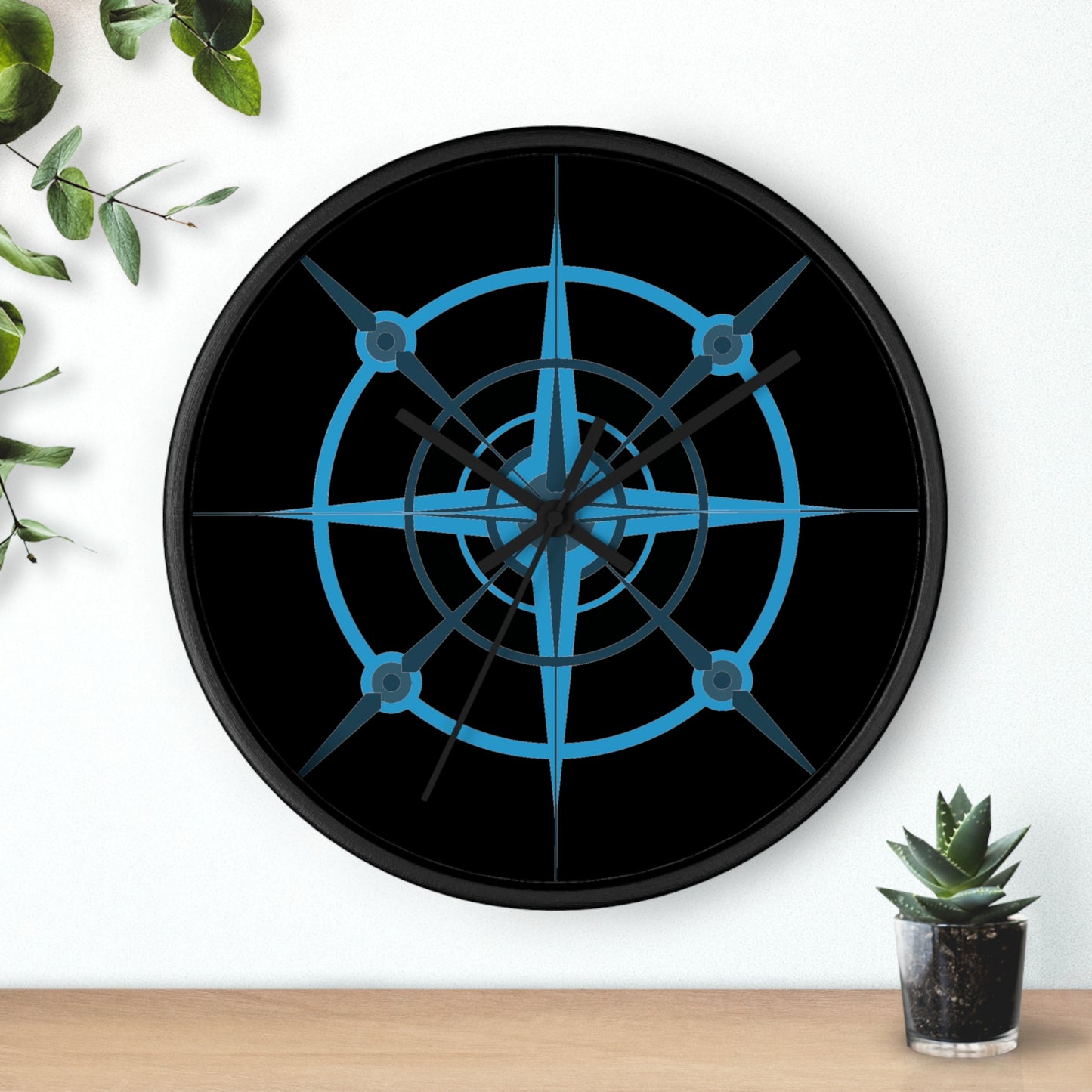 NIghtwing Blue-Black Compass Rose Wall Clock