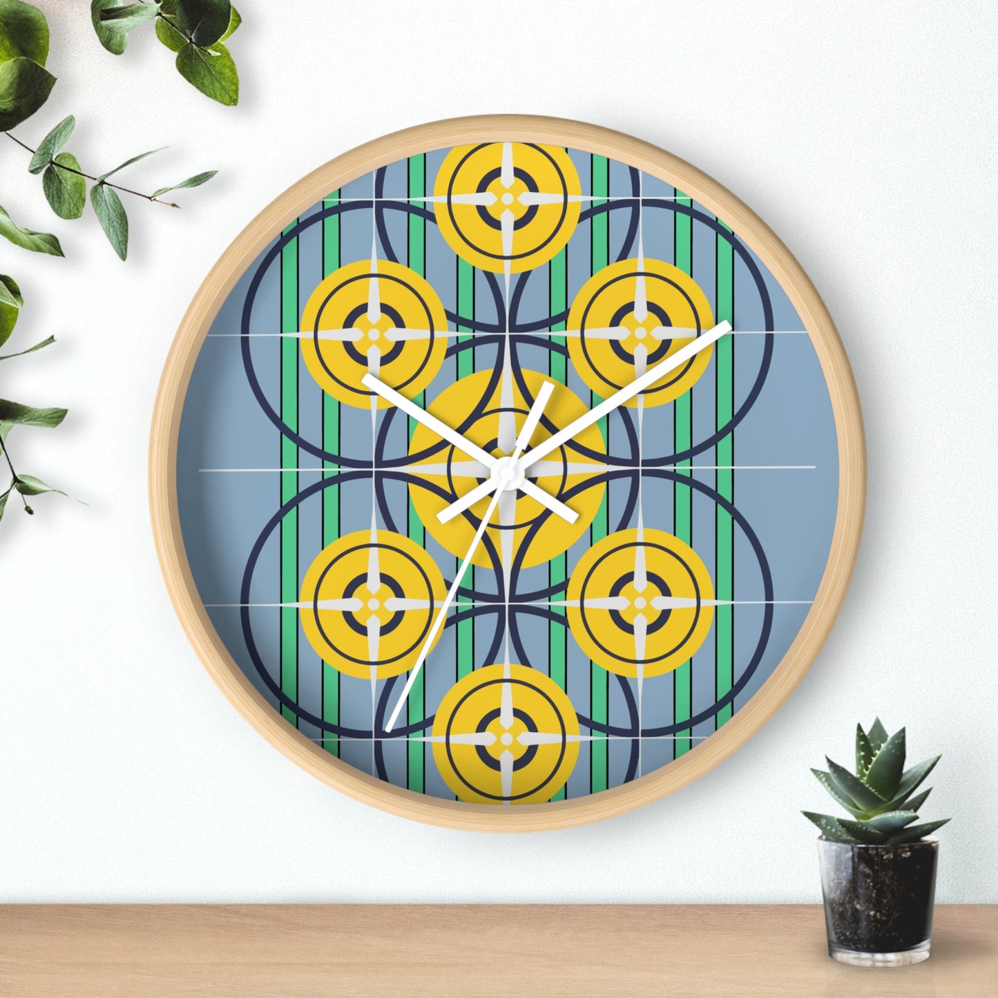 Sunflower Yellow Compass Rose Wall Clock