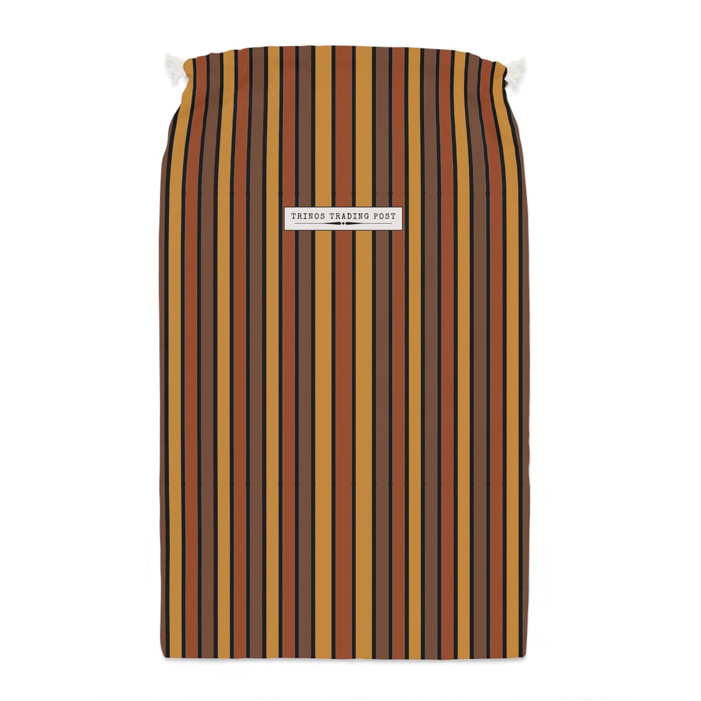 Funky 70's Style Retro Striped Super Delux Laundry Sack in shades of Mahogany