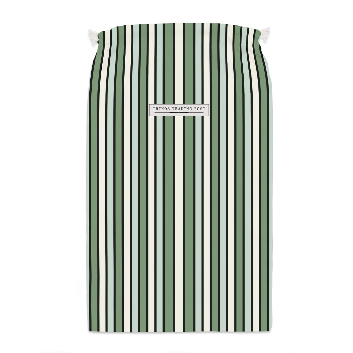 Funky 70's Style Retro Striped Super Delux Laundry Sack in Shades of Seafoam Green