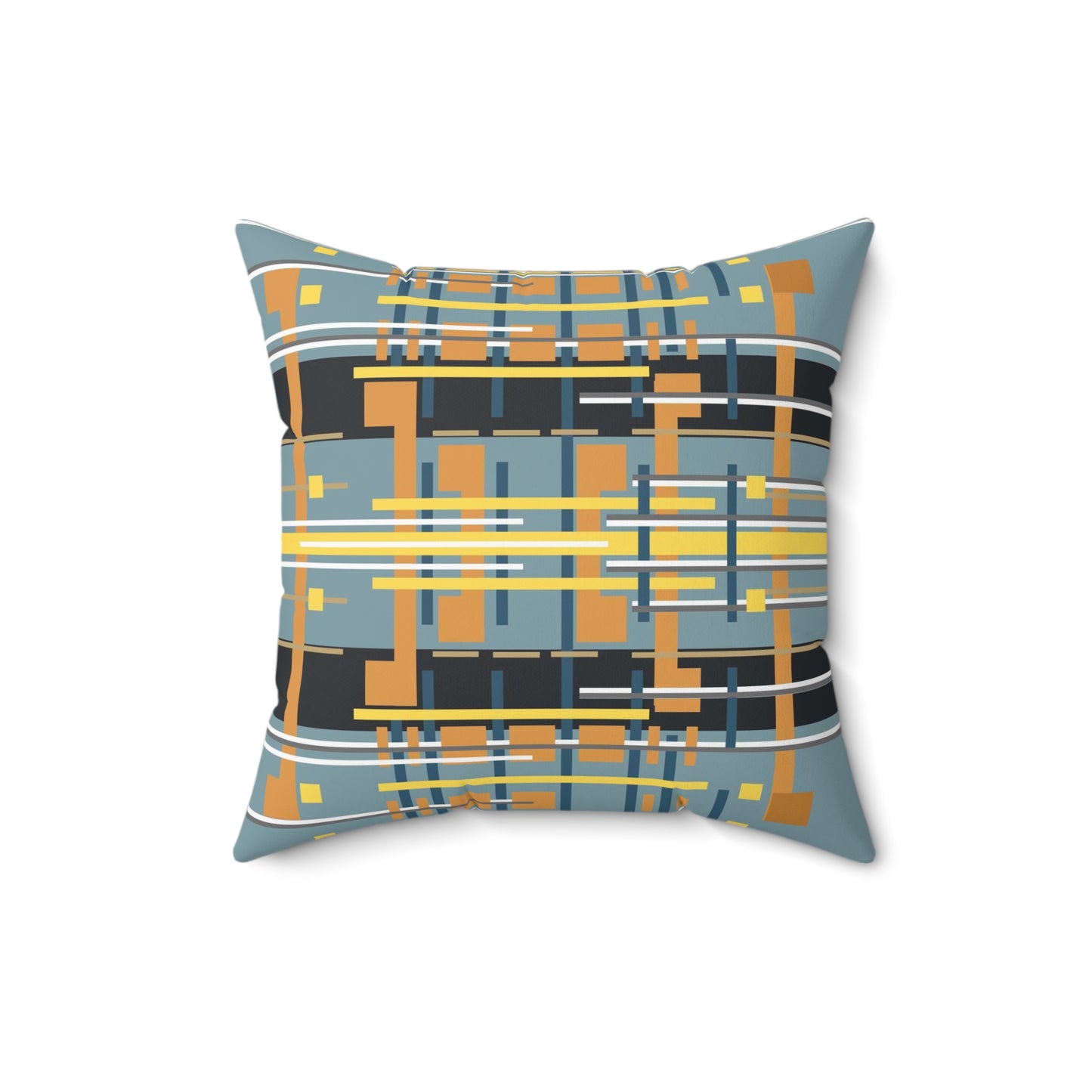 Solar Complex 4 - Steel Tin Grey Bamboo Spun Polyester Square Pillow