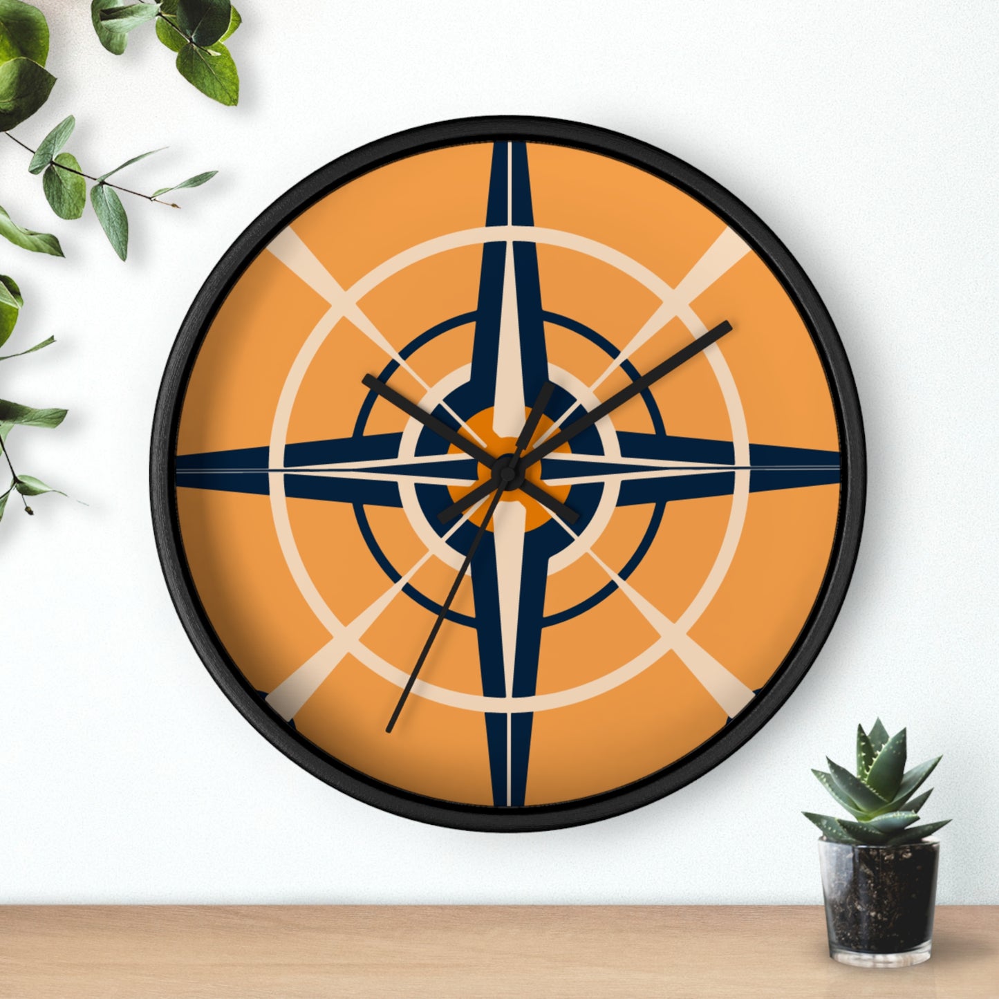 Tangerine Dream Compass Rose Wall Clock