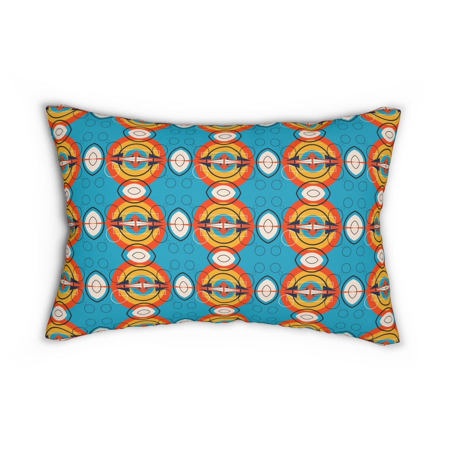 Deco Orange Sunburst Oscillation Spun Polyester Lumbar Pillow 2 Sided Print