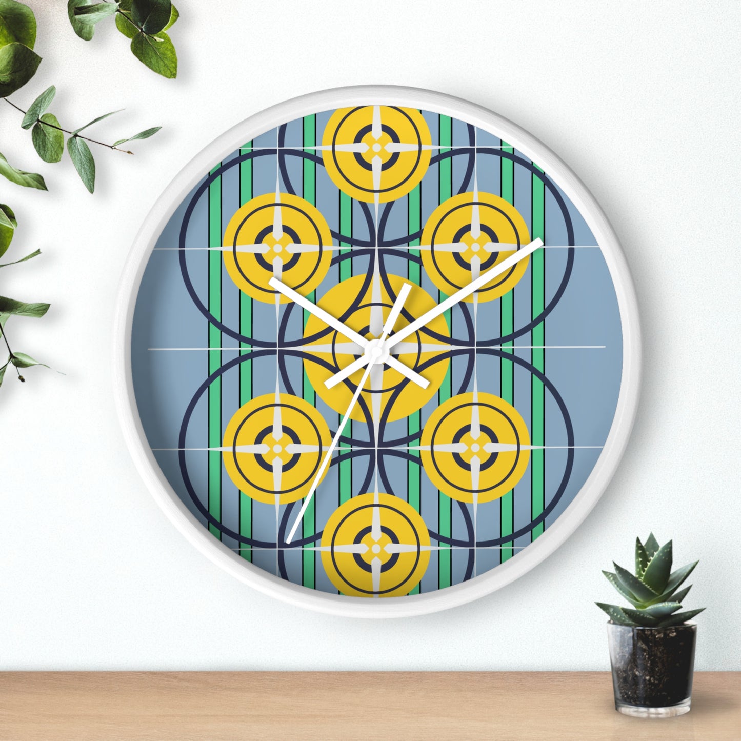 Sunflower Yellow Compass Rose Wall Clock