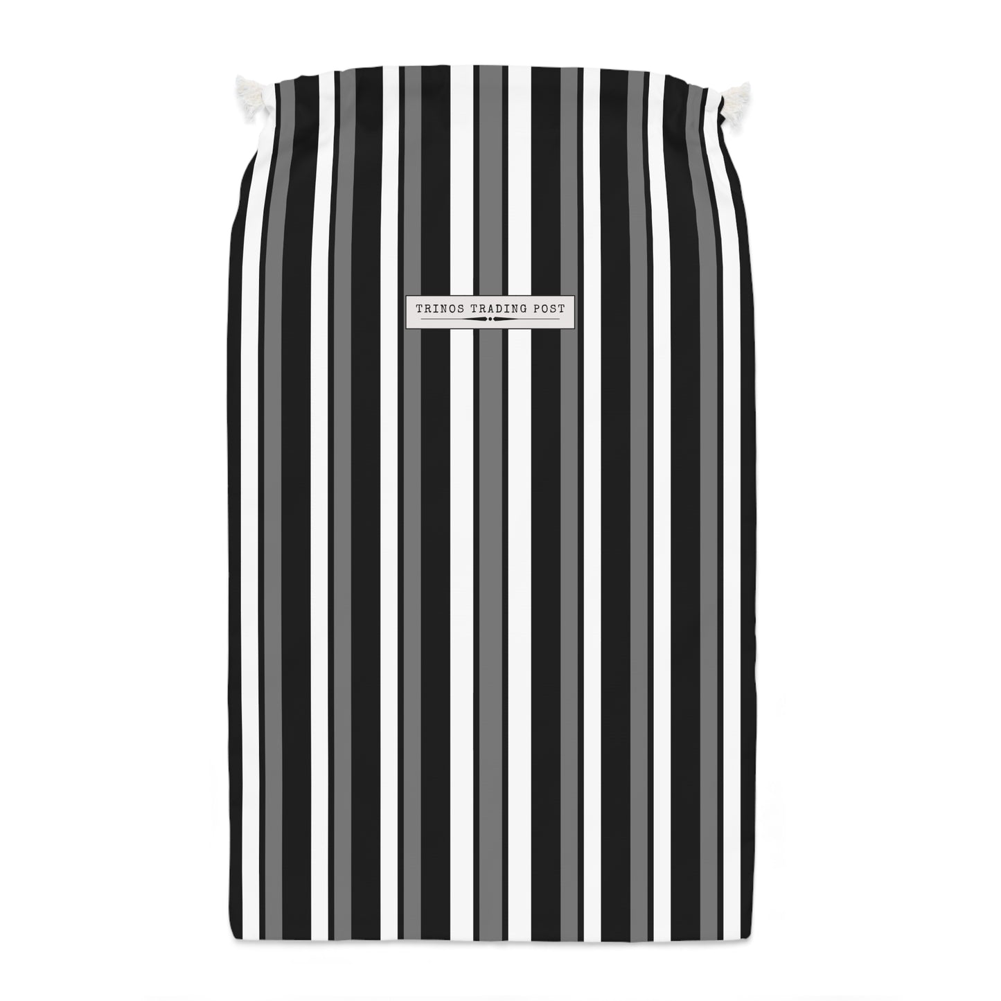 Funky 70's Style Retro Striped Super Delux Laundry Sack in Monochrome Black/White/Grey