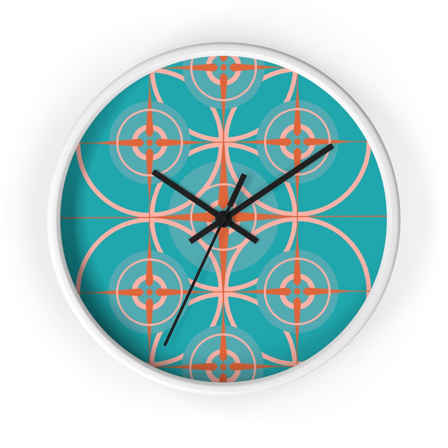 Miami Blue Cherry Compass Rose Wall Clock