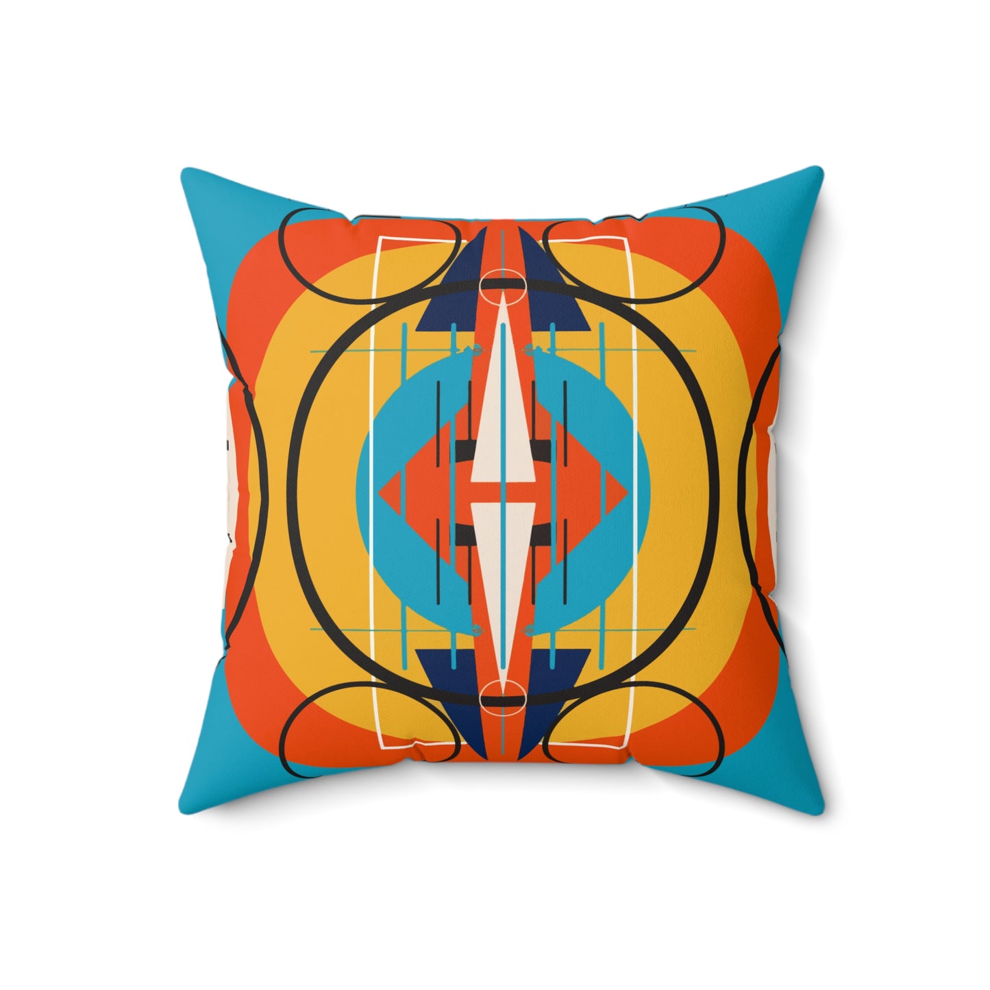 Deco Orange Sunburst Oscillation Spun Polyester Square Pillow