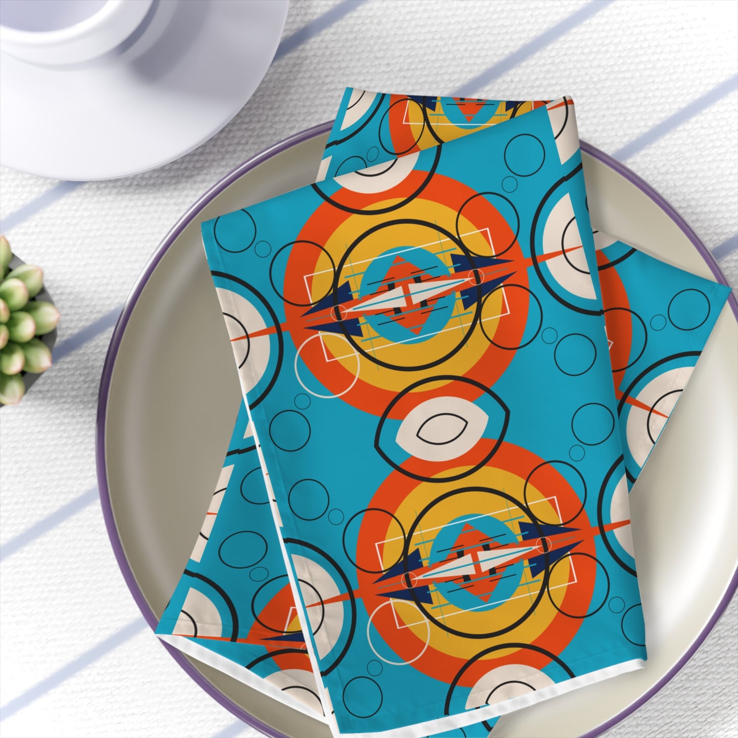 Deco Orange Sunburst Oscillation Napkin