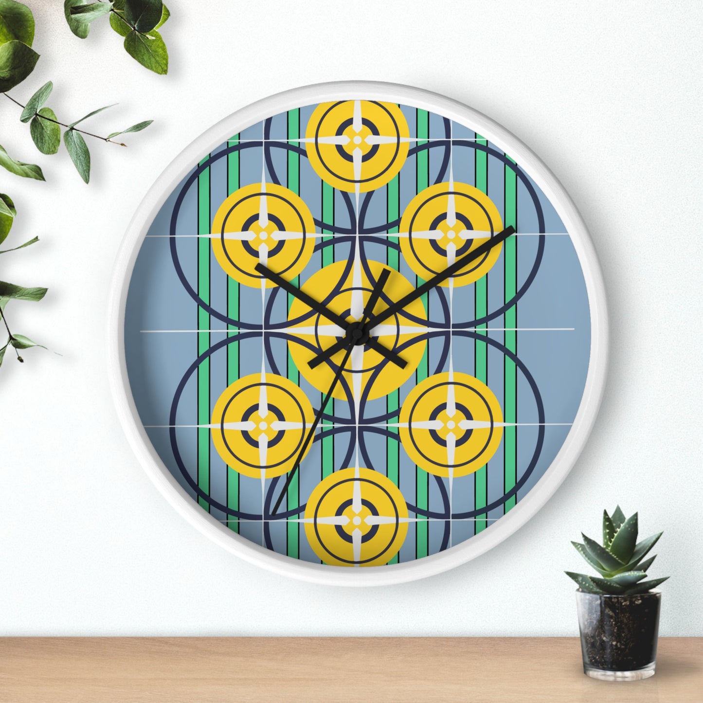 Sunflower Yellow Compass Rose Wall Clock