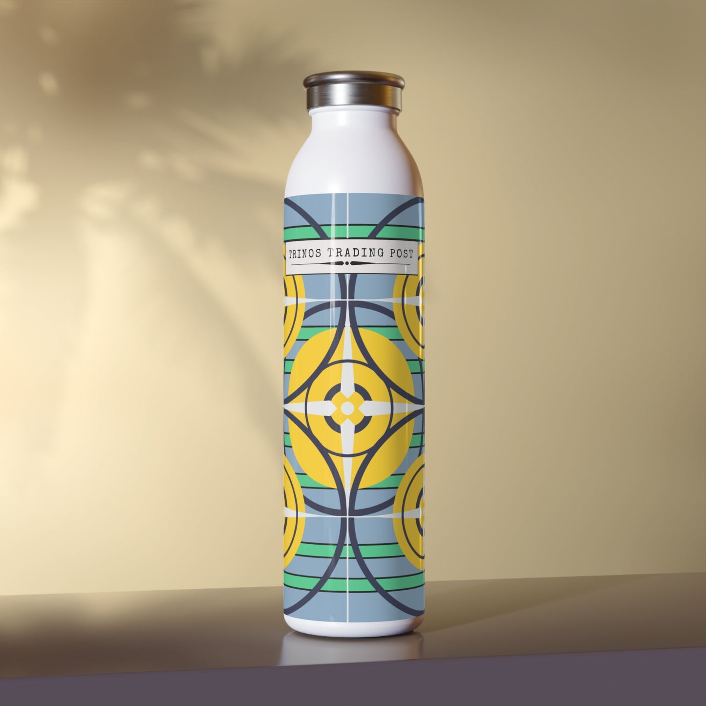 Sunflower Yellow Compass Rose 20oz Slim Water Bottle