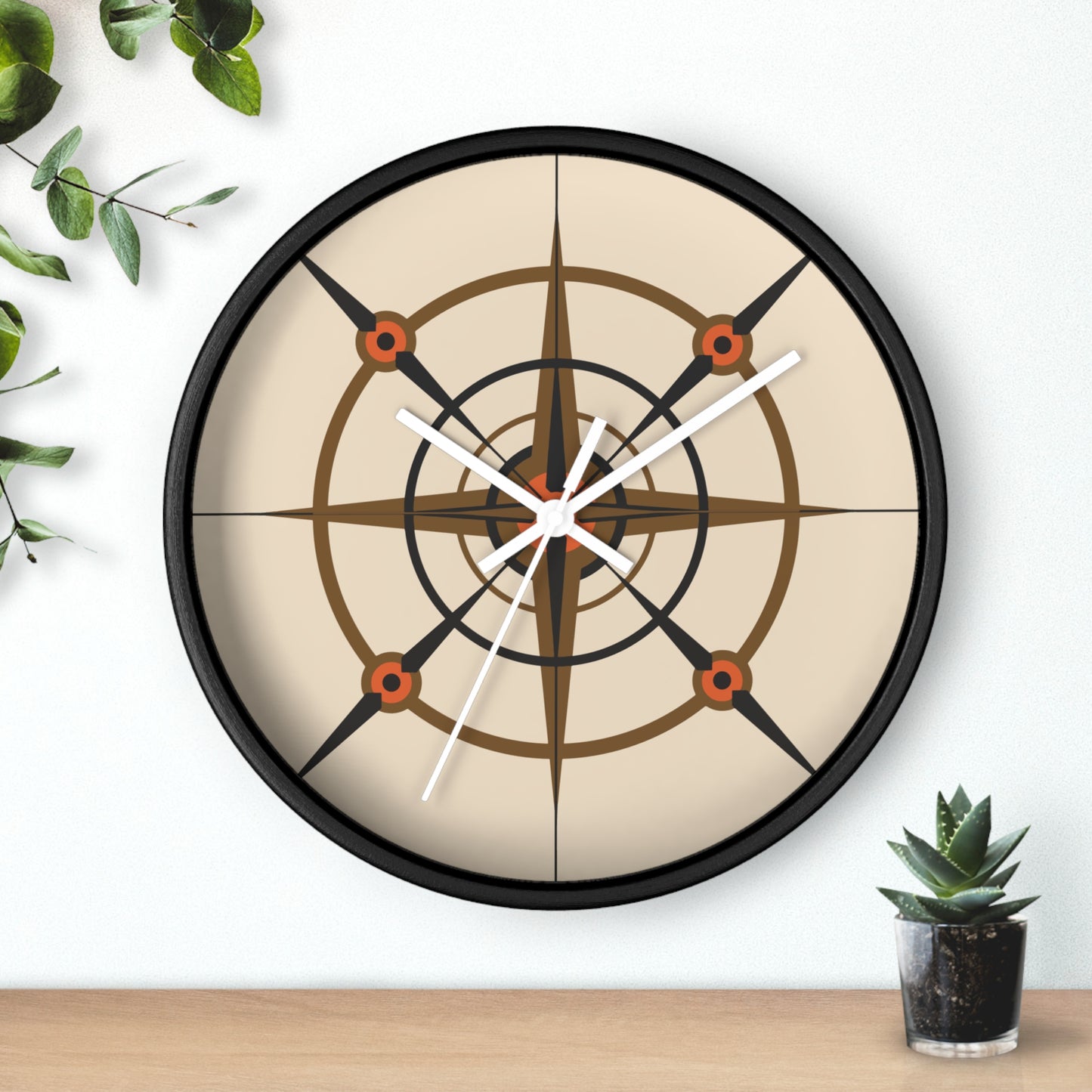 Pumpkin Seed Compass Rose Wall Clock