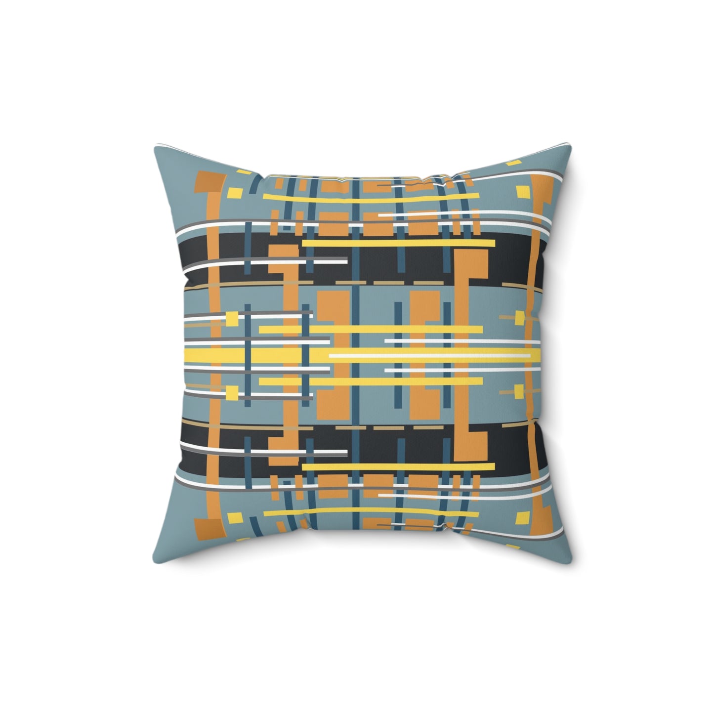 Solar Complex 4 - Steel Tin Grey Bamboo Spun Polyester Square Pillow