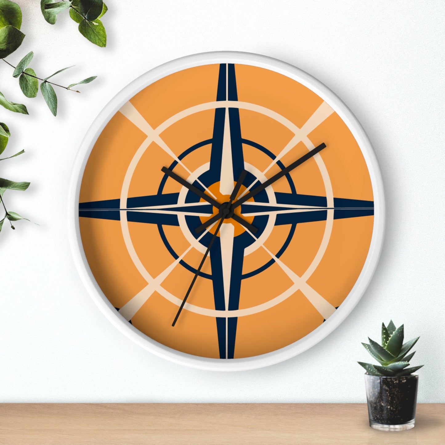 Tangerine Dream Compass Rose Wall Clock