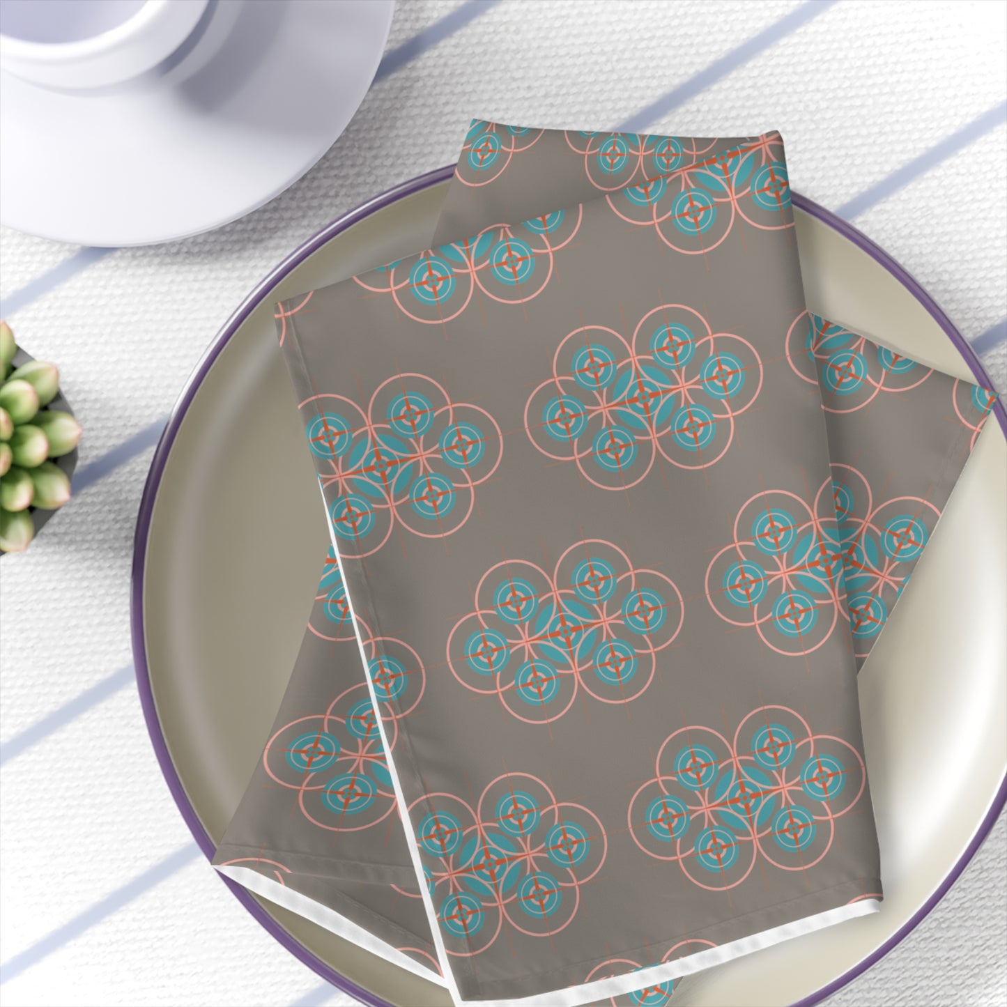 Cotton Candy Grey Compass Rose Graphic Napkin