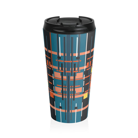 Medium Electric Blue Bamboo Stainless Steel Travel Mug