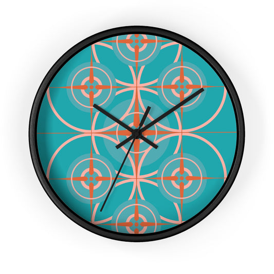 Miami Blue Cherry Compass Rose Wall Clock