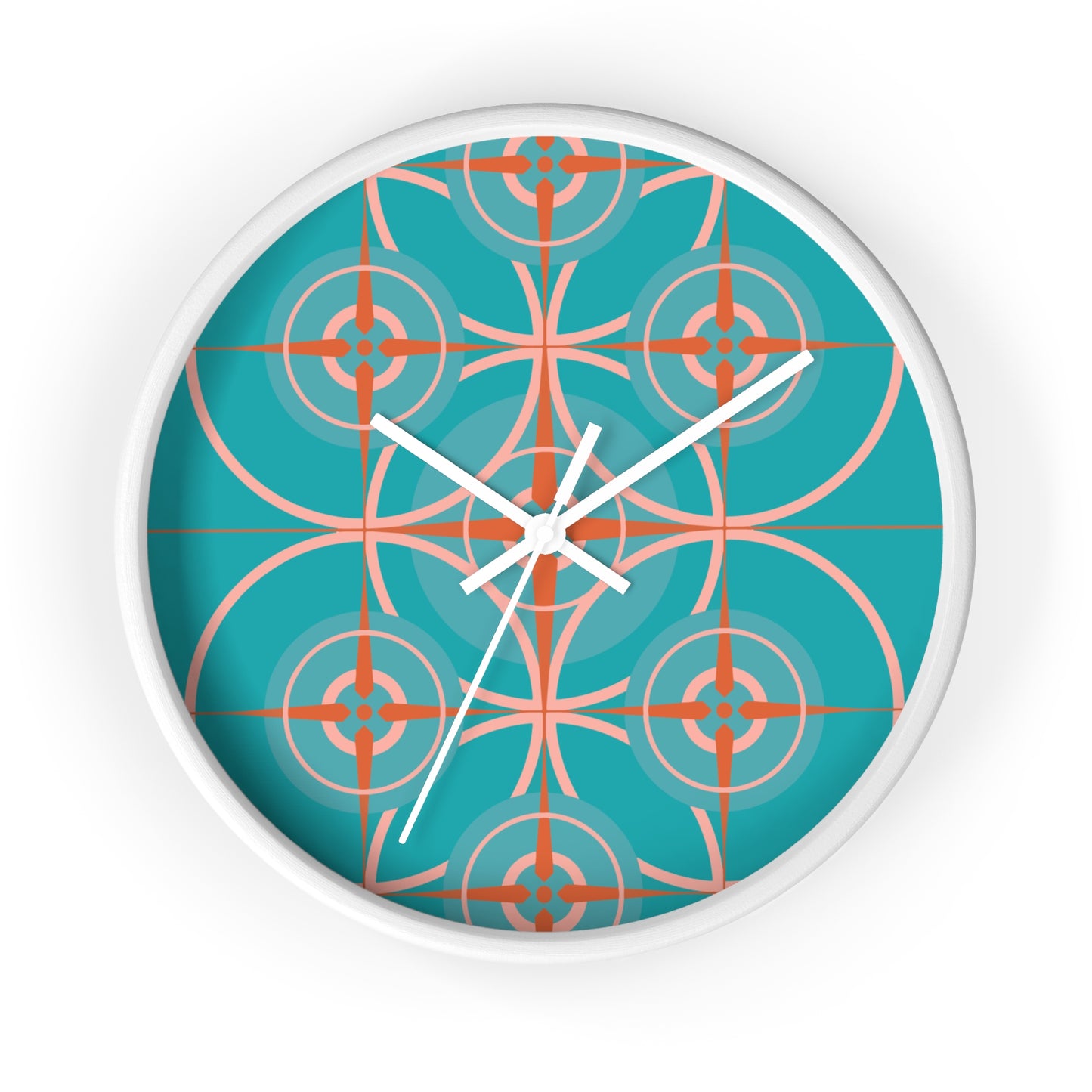 Miami Blue Cherry Compass Rose Wall Clock