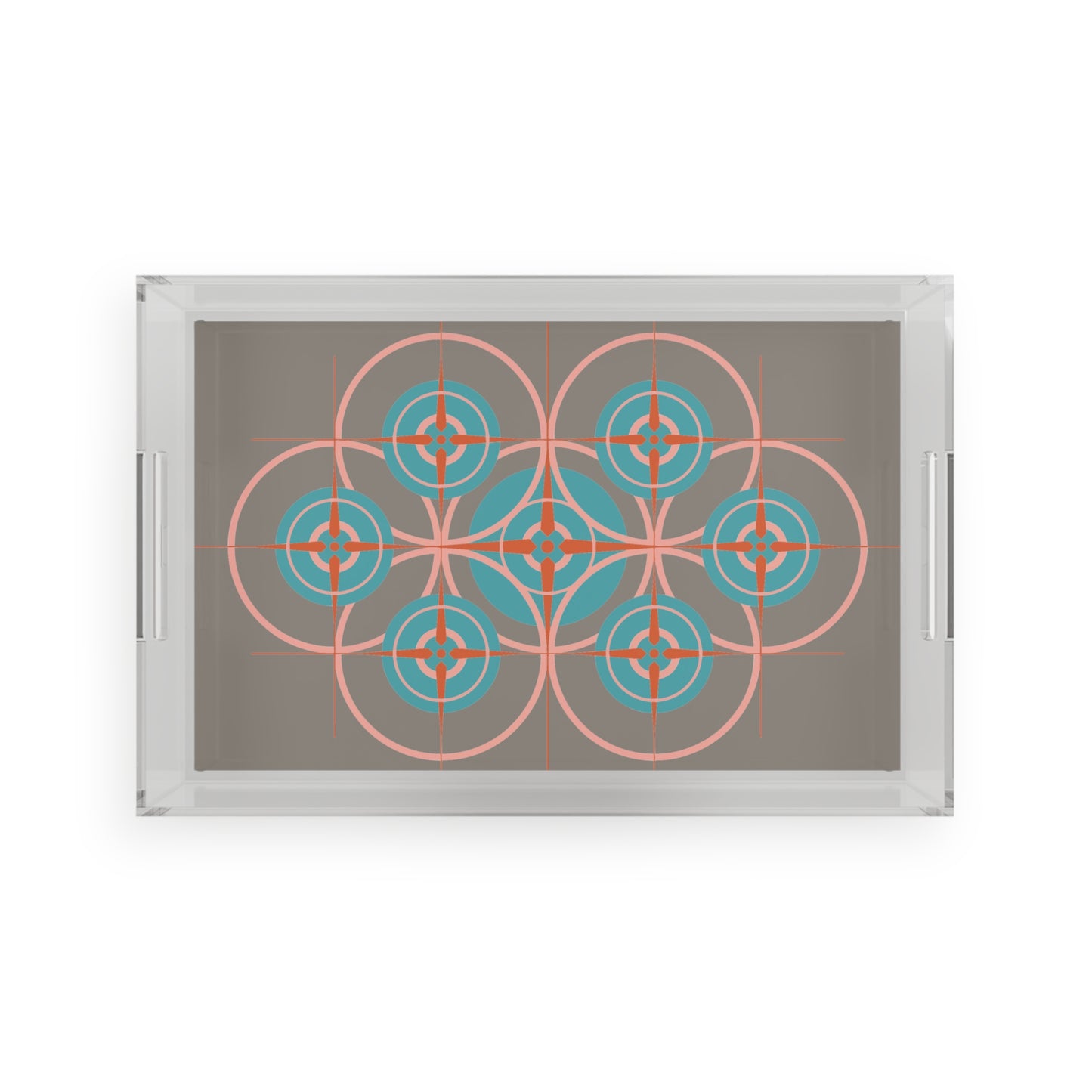 Cotton Candy Grey Compass Rose Acrylic Serving Tray