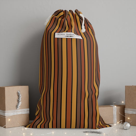 Funky 70's Style Retro Striped Super Delux Laundry Sack in shades of Mahogany