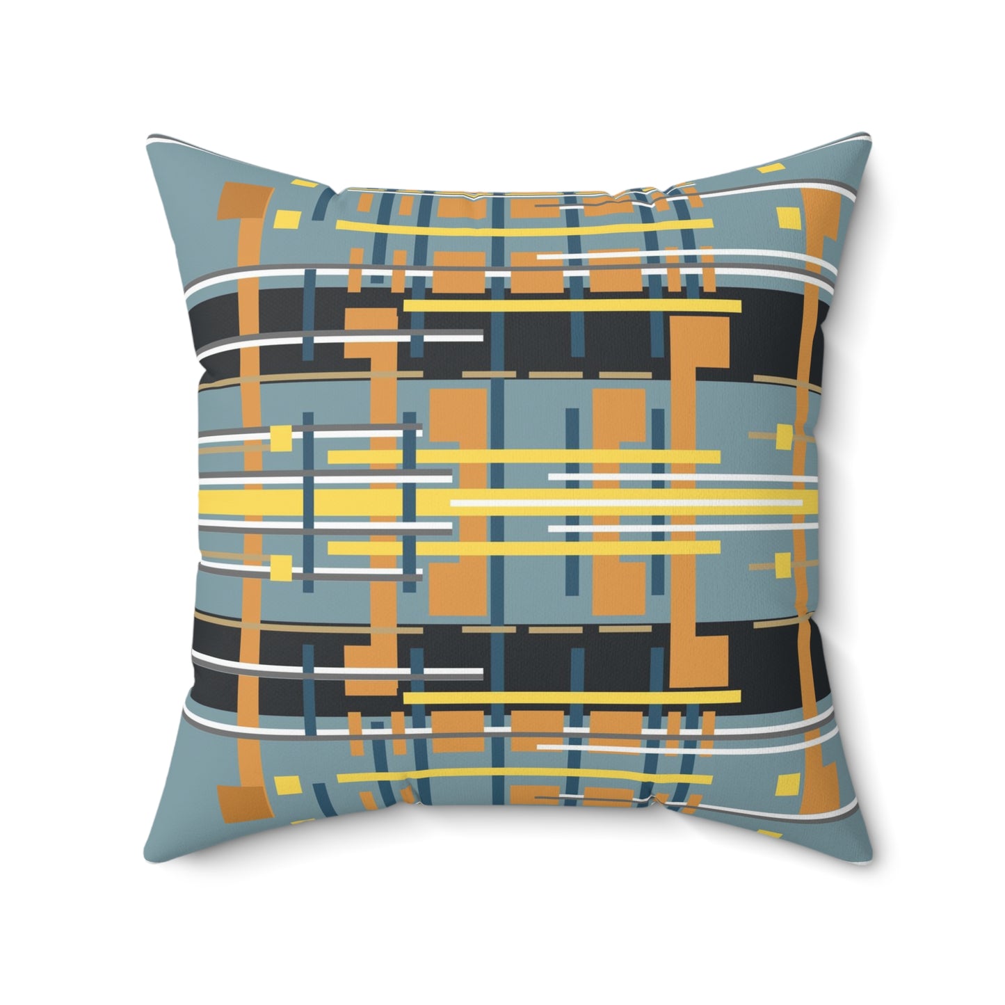 Solar Complex 4 - Steel Tin Grey Bamboo Spun Polyester Square Pillow