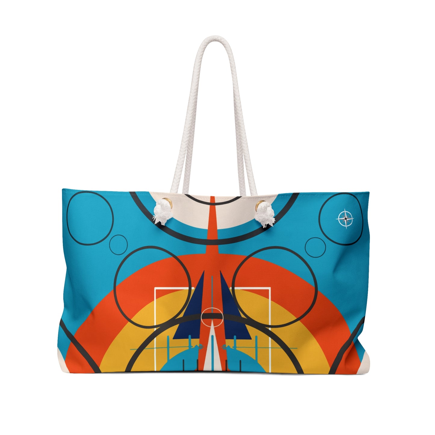 Deco Orange Sunburst Oscillation Weekender Beach Bag