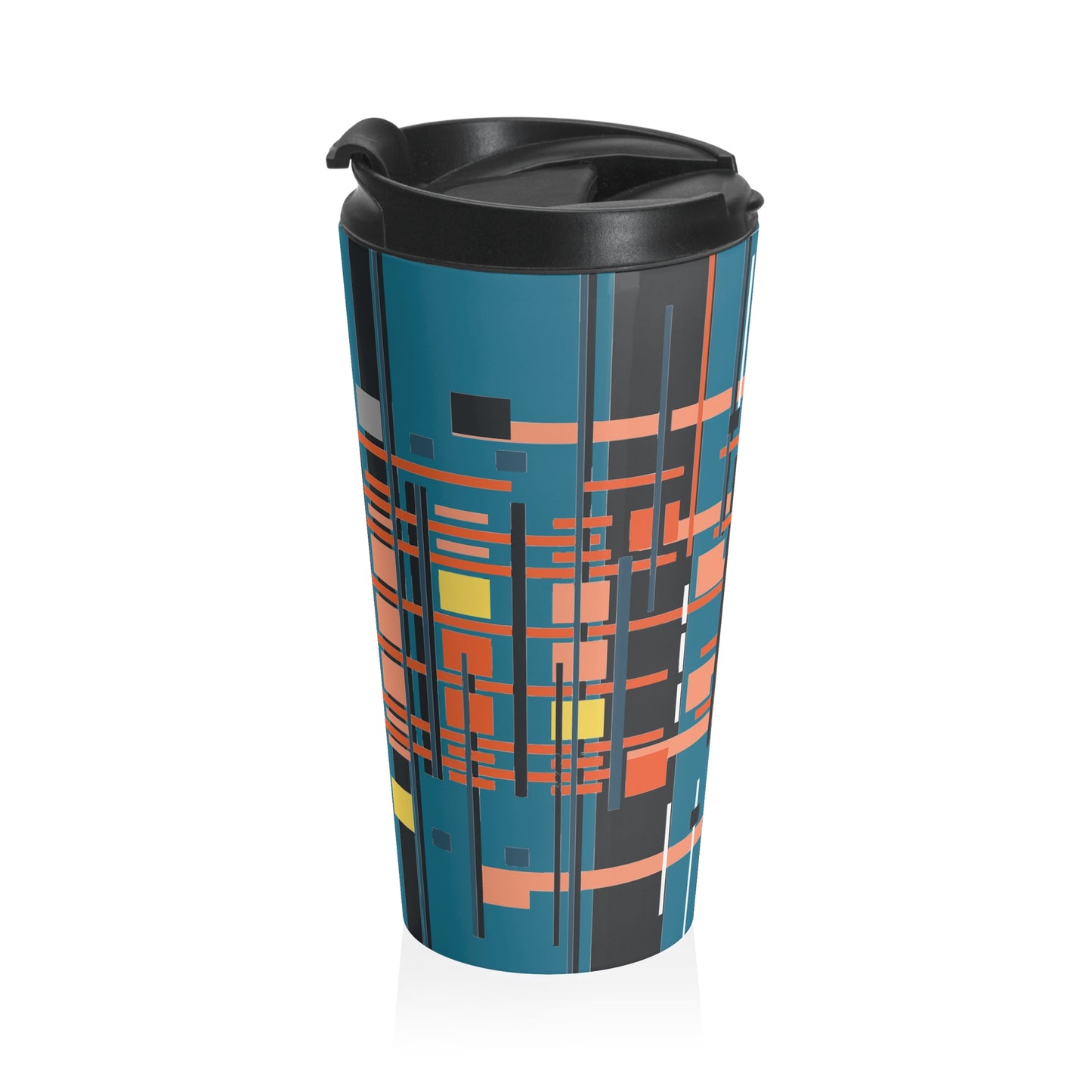 Medium Electric Blue Bamboo Stainless Steel Travel Mug