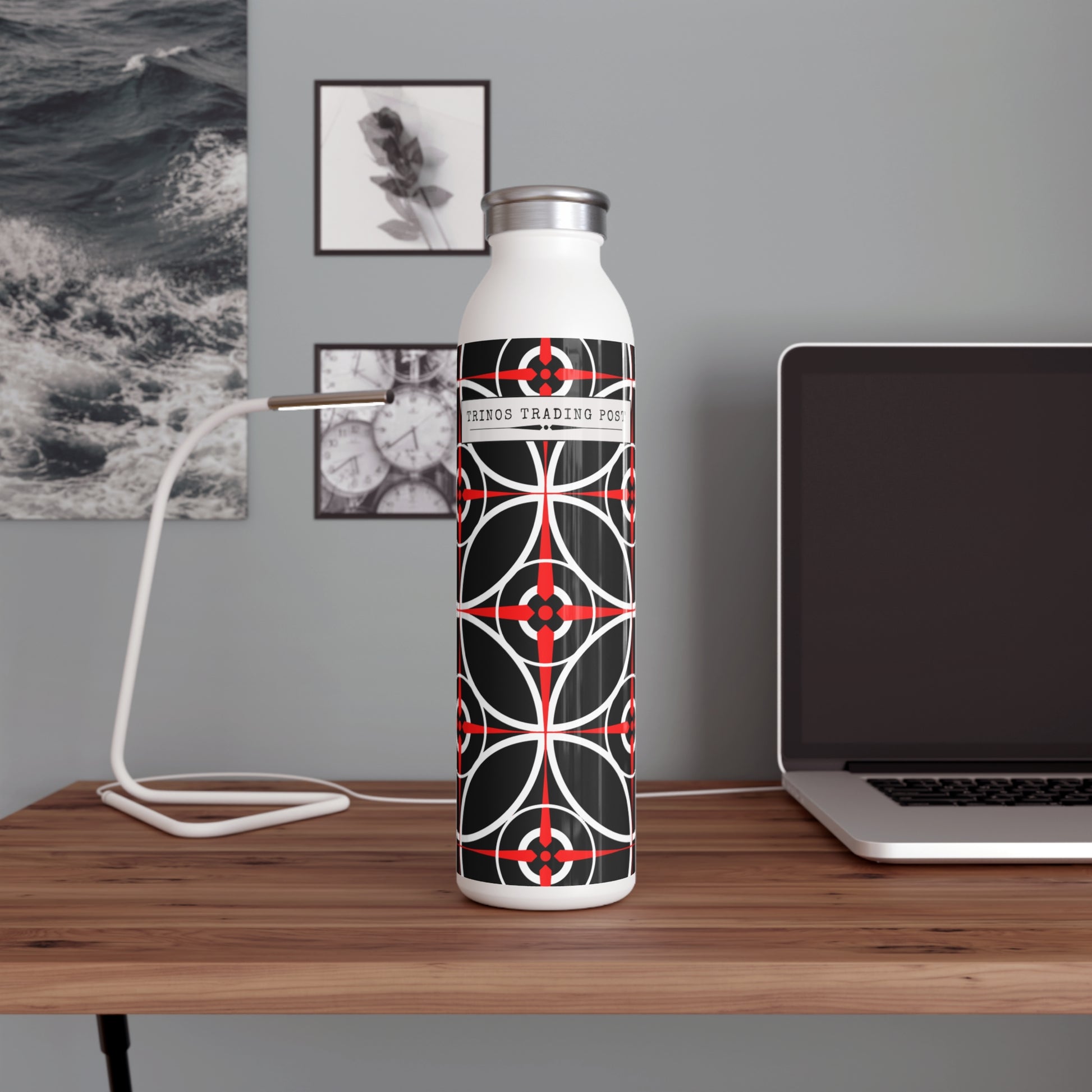 Black Cove Compass Rose 20oz Slim Water Bottle