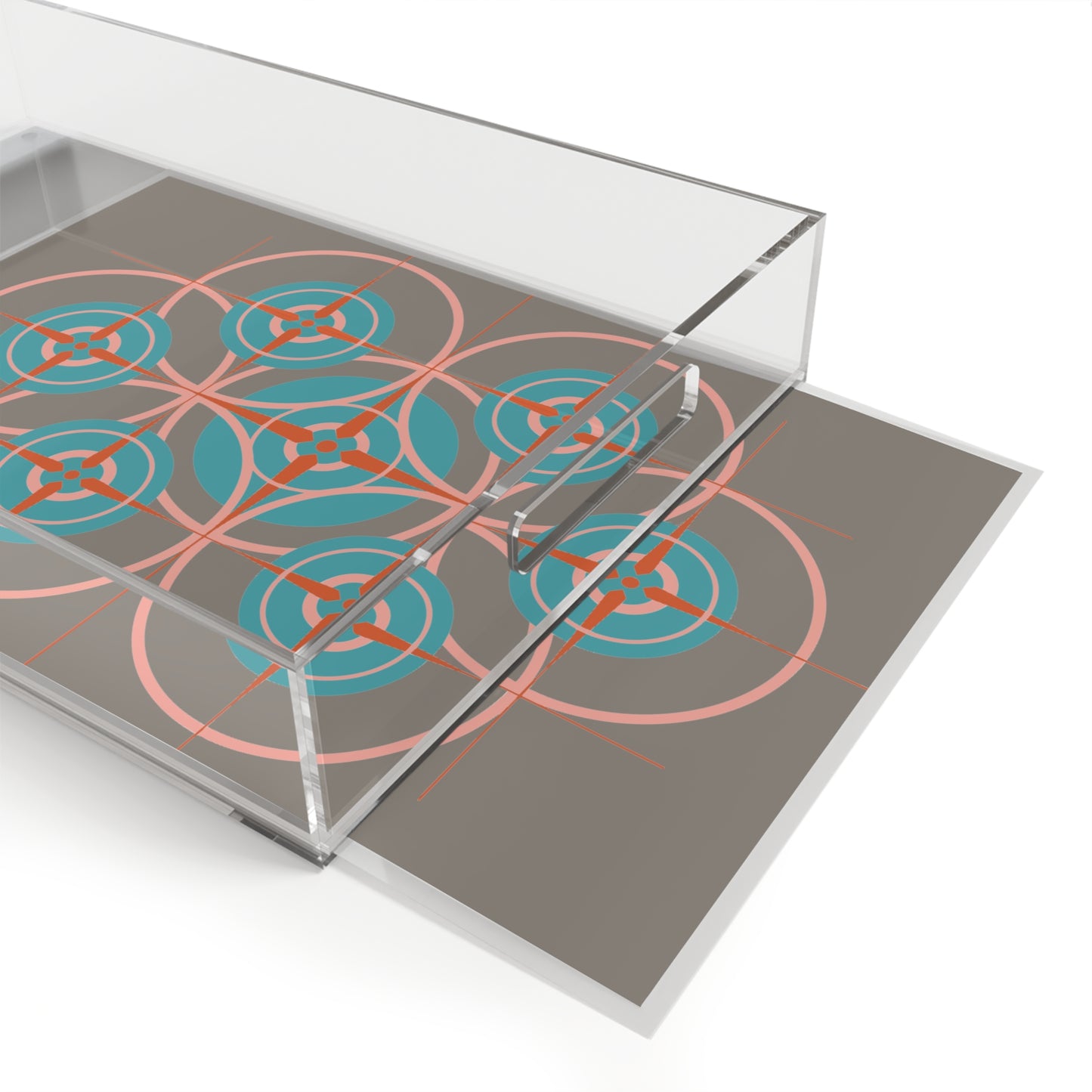 Cotton Candy Grey Compass Rose Acrylic Serving Tray