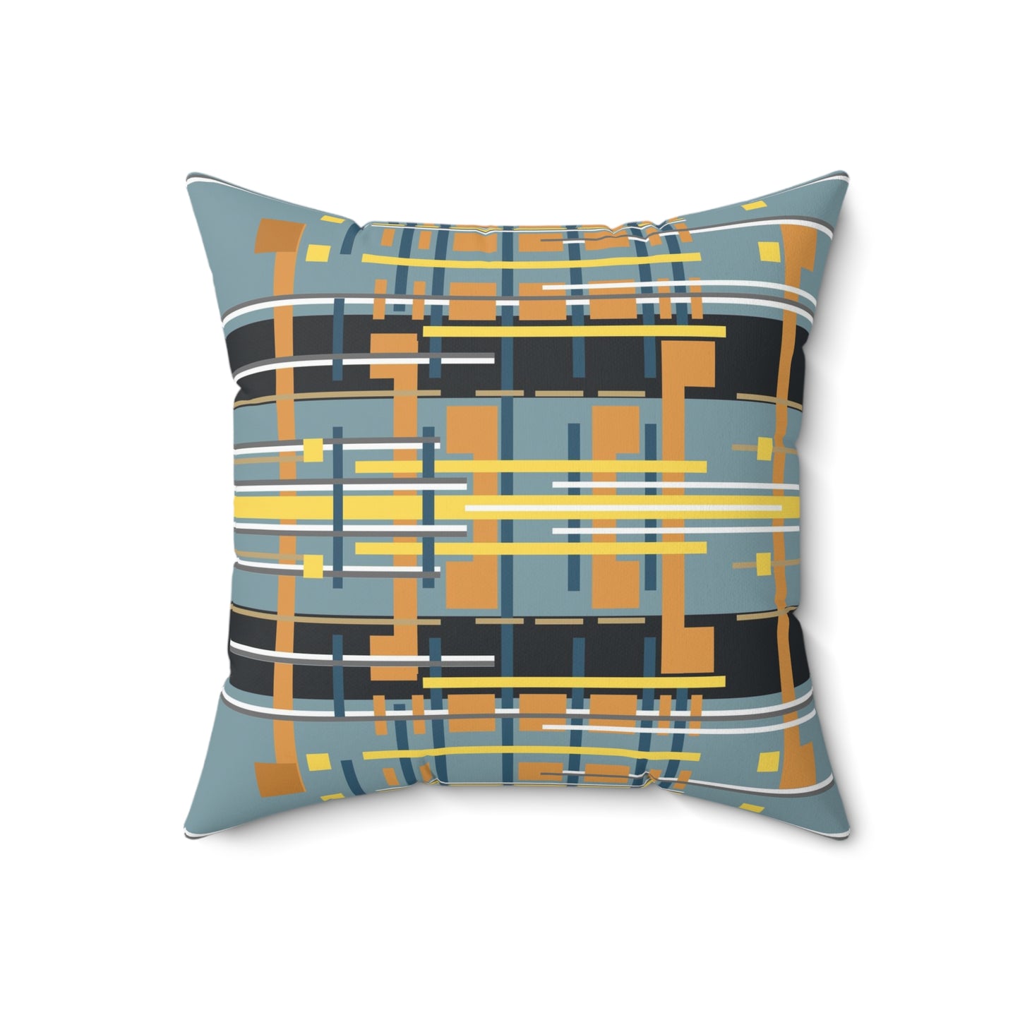 Solar Complex 4 - Steel Tin Grey Bamboo Spun Polyester Square Pillow